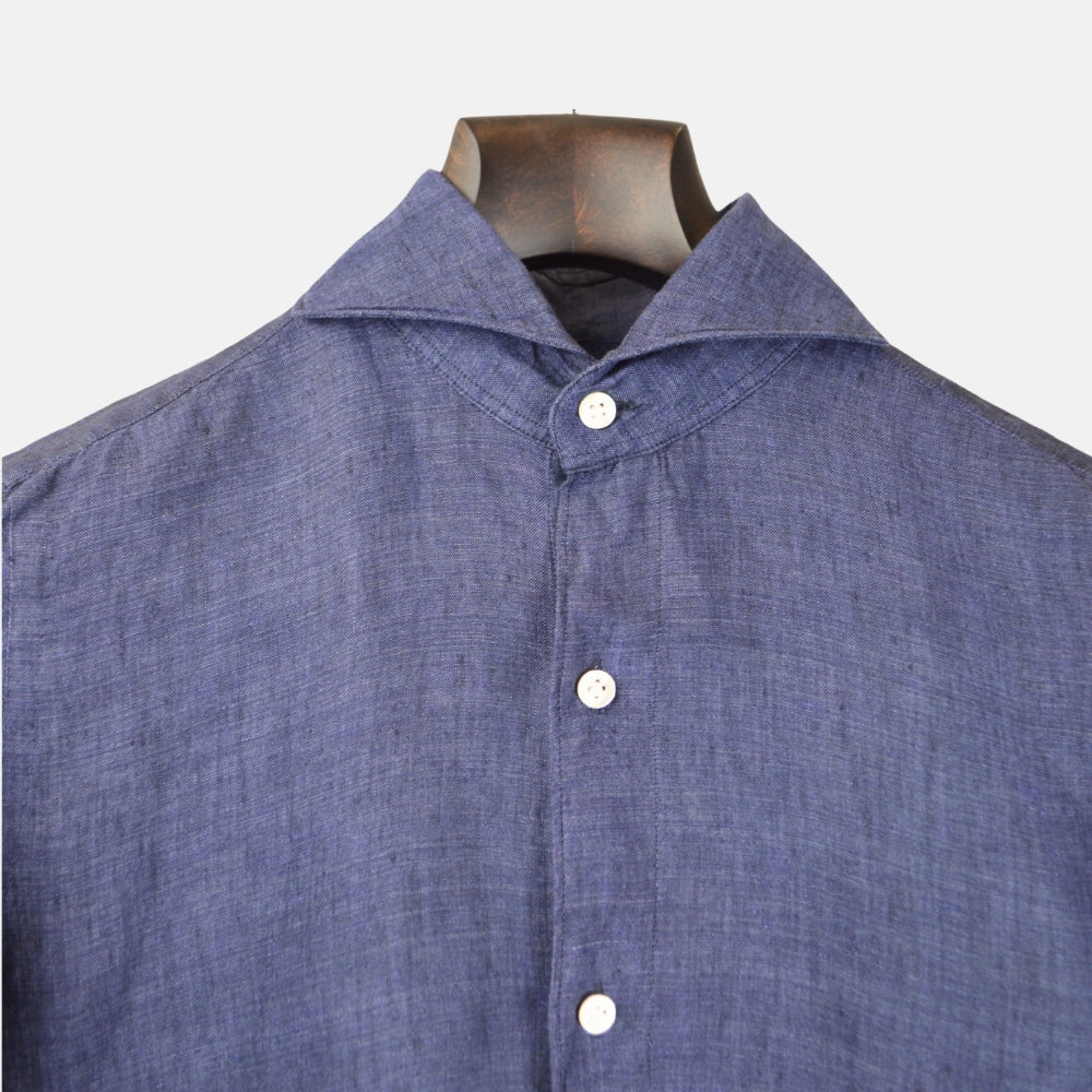 Navy Shirt made of Linen (S)