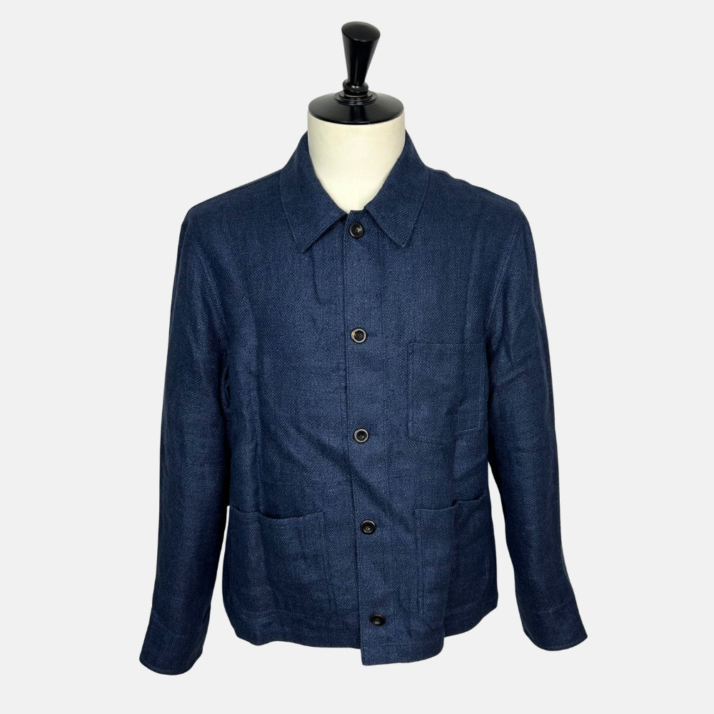 Navy Herringbone Jacket made of Linen/Silk (EU 54)