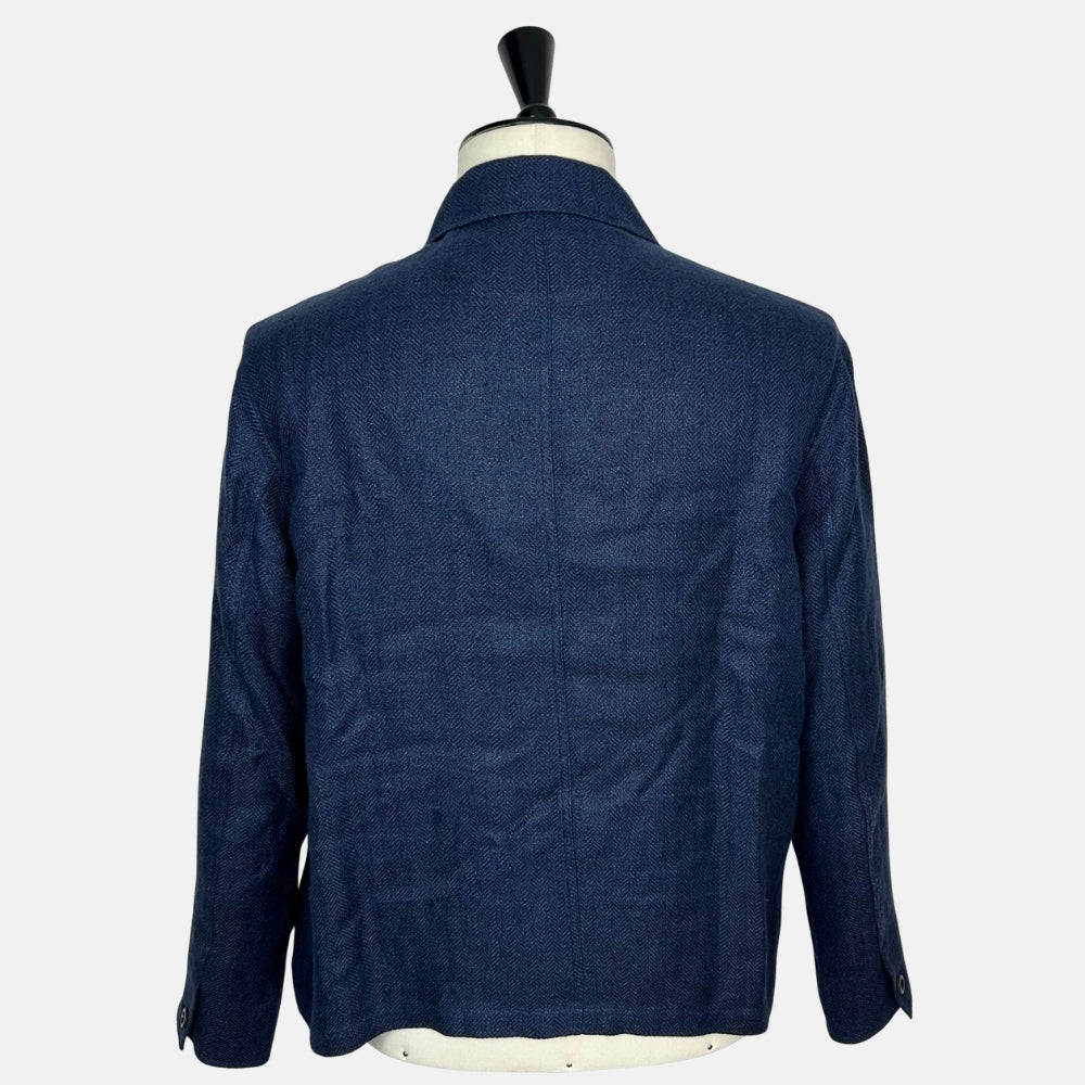 Navy Herringbone Jacket made of Linen/Silk (EU 54)