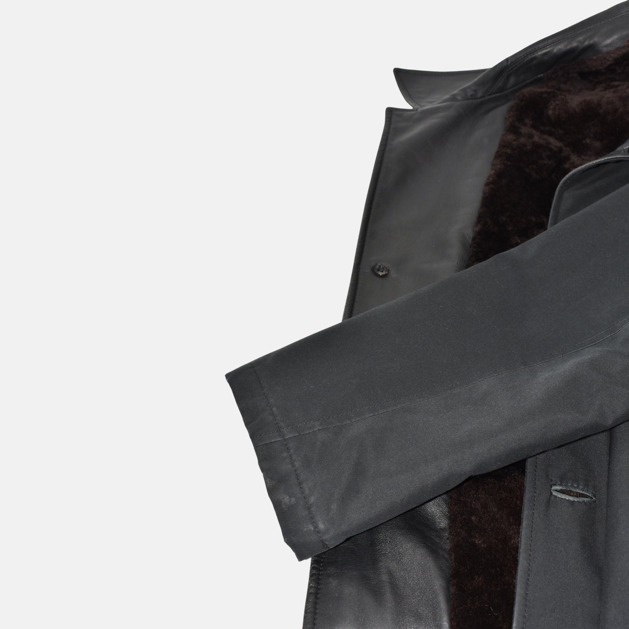 Black Tech Coat with Shearling Lining (XL)