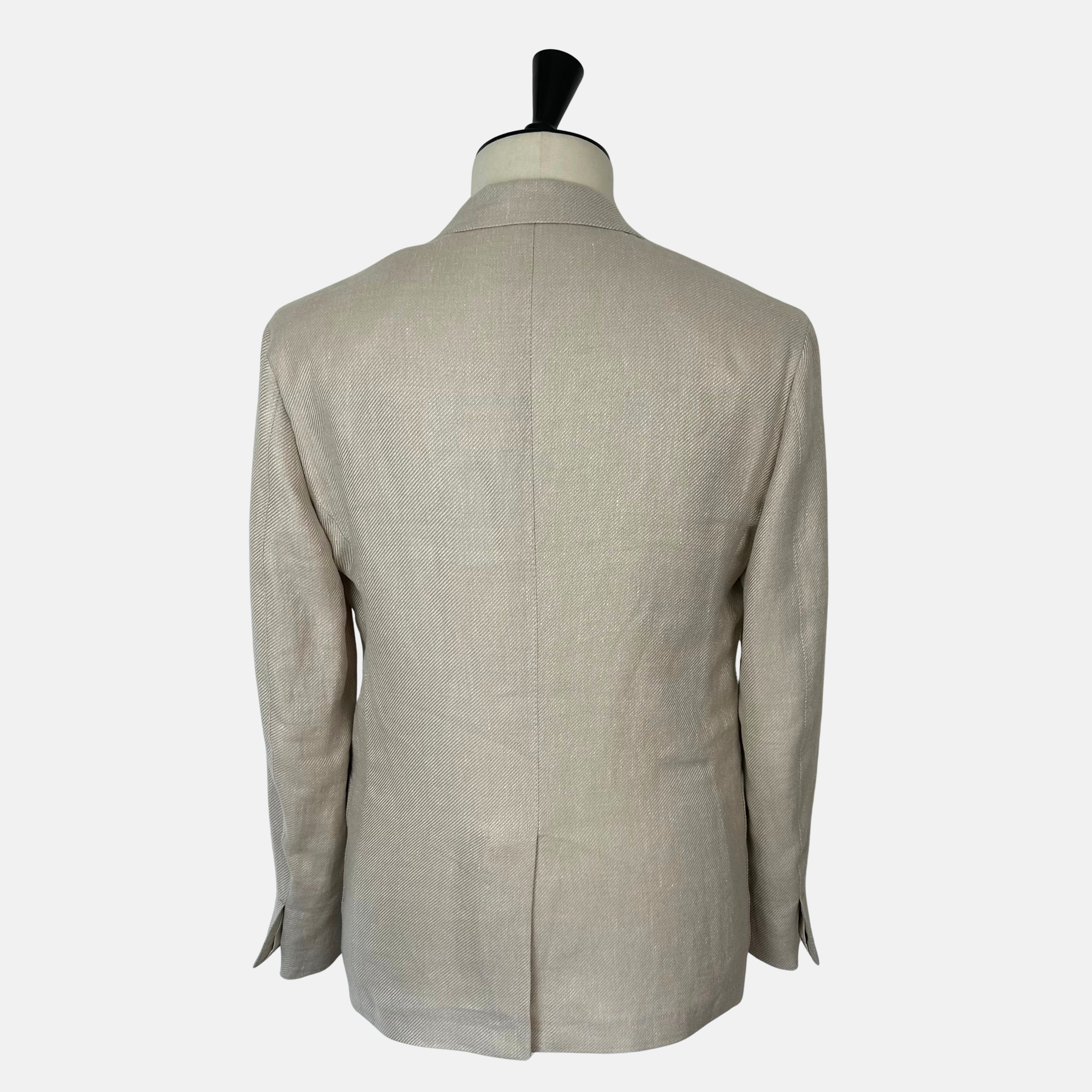 Ecru Patterned Blazer made of Linen/Wool/Silk (EU 48)