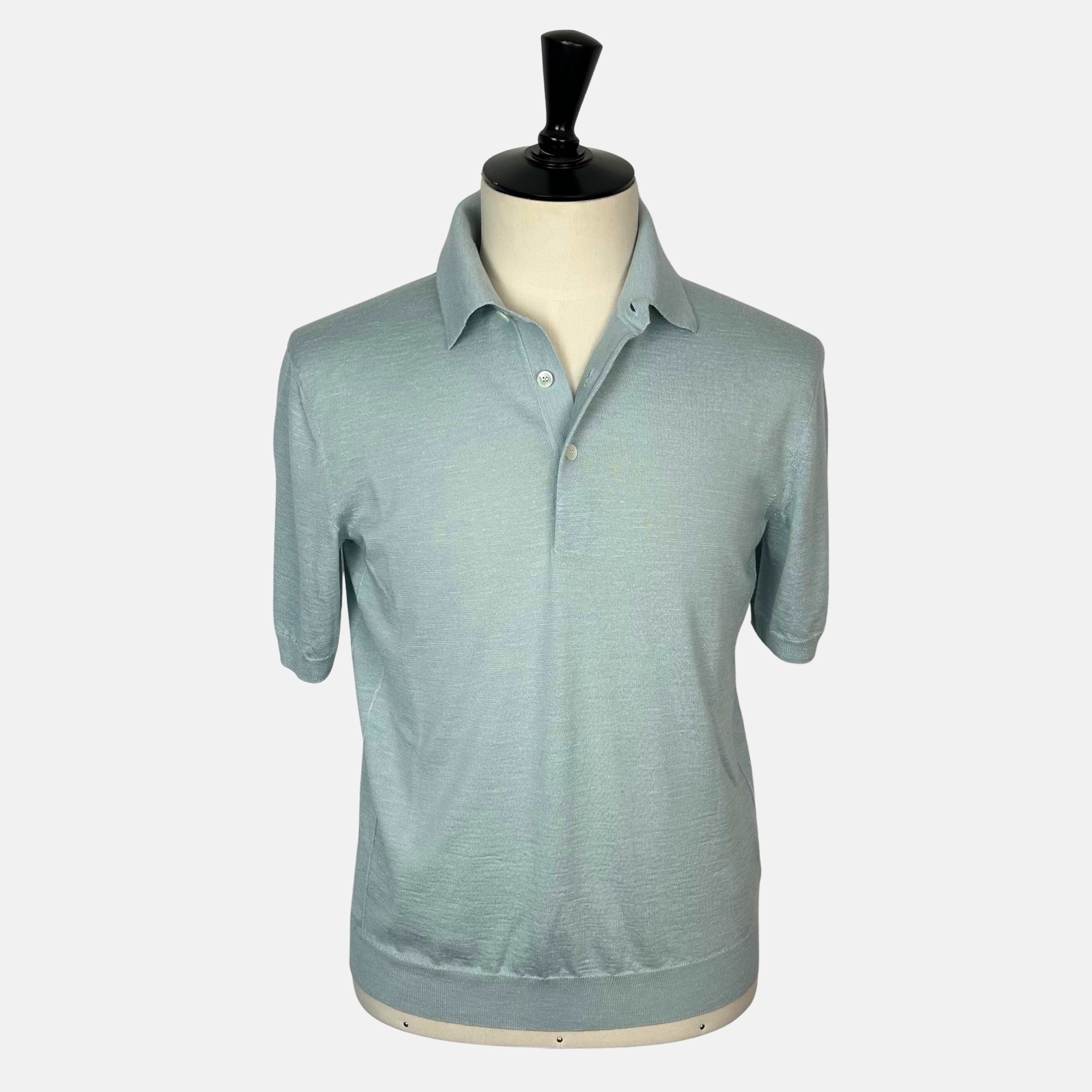 Light Blue Polo Shirt made of Silk/Cashmere/Linen (EU 50)