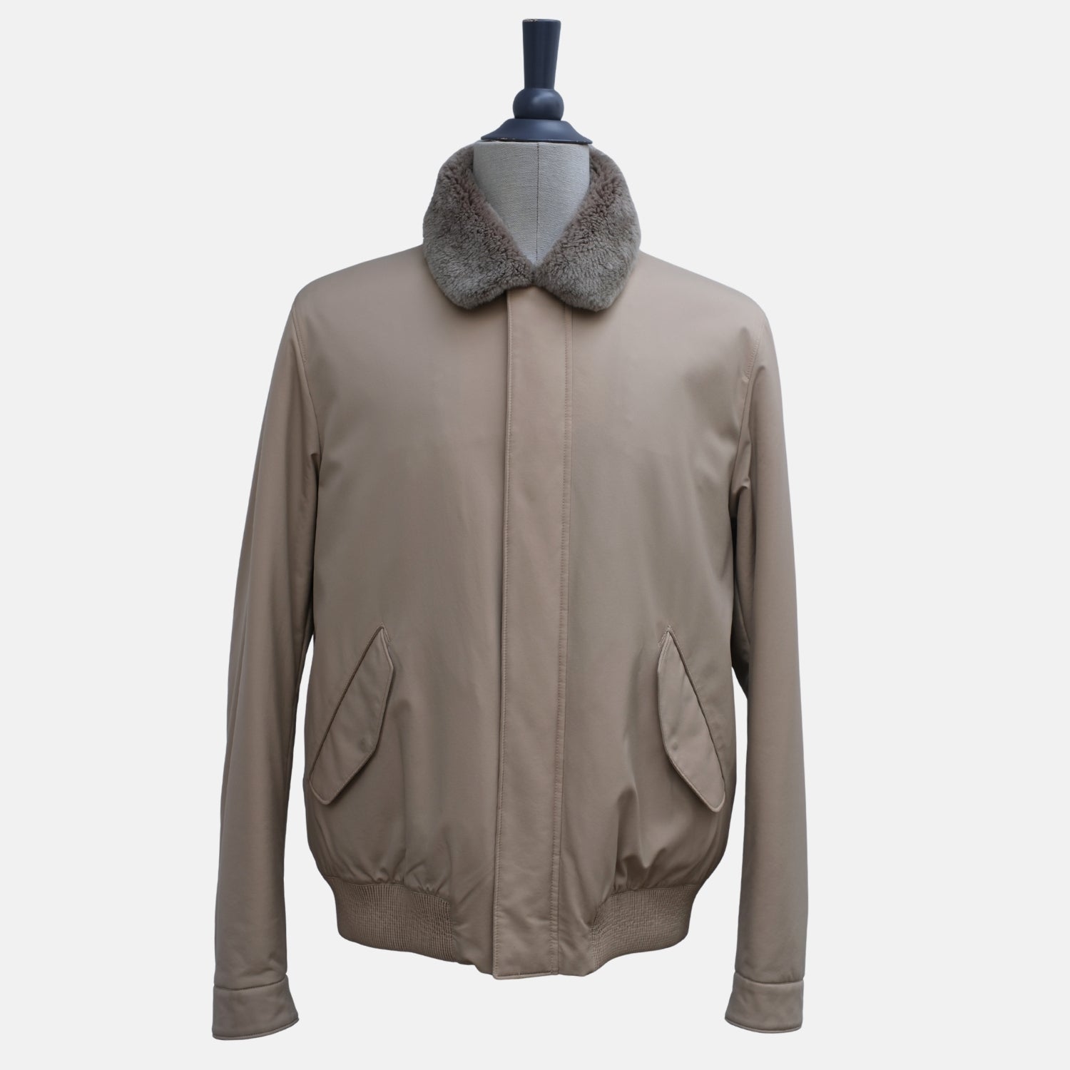 Loro Piana beige Storm System blouson with mink lining
