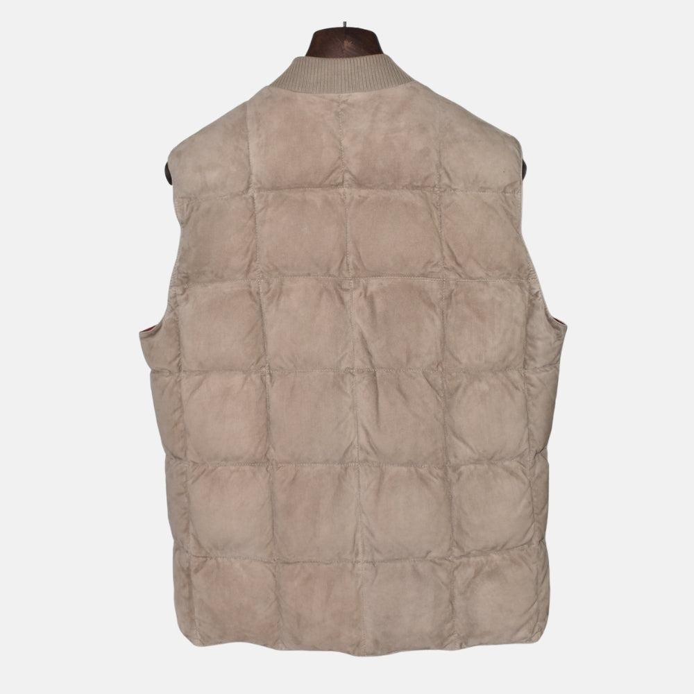 Brown/Red Reversible Down Suede Vest (L)