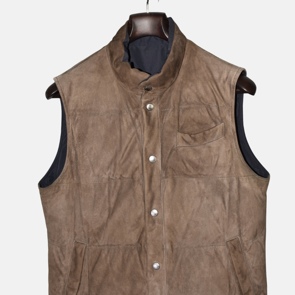 Brown Reversible Suede Down Vest (M)
