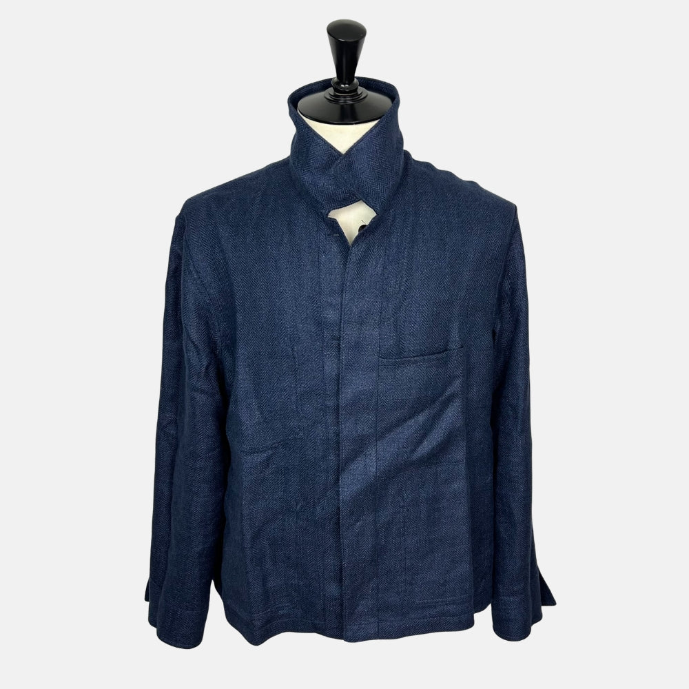 Navy Herringbone Jacket made of Linen/Silk (EU 54)