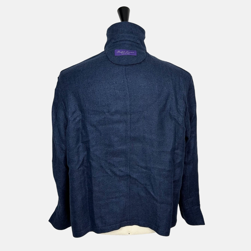 Navy Herringbone Jacket made of Linen/Silk (EU 54)