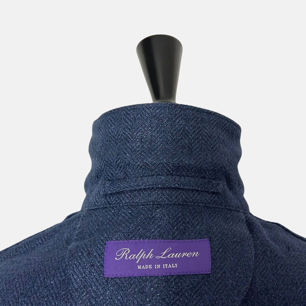 Navy Herringbone Jacket made of Linen/Silk (EU 54)