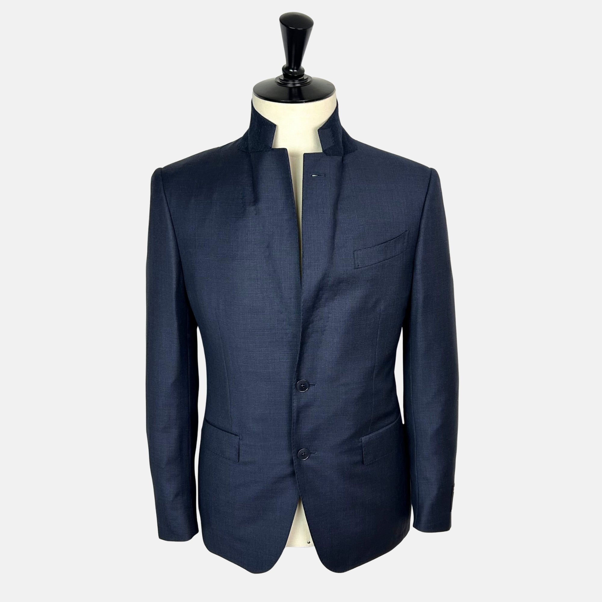 Navy Patterned  Suit made of Wool (EU 48)