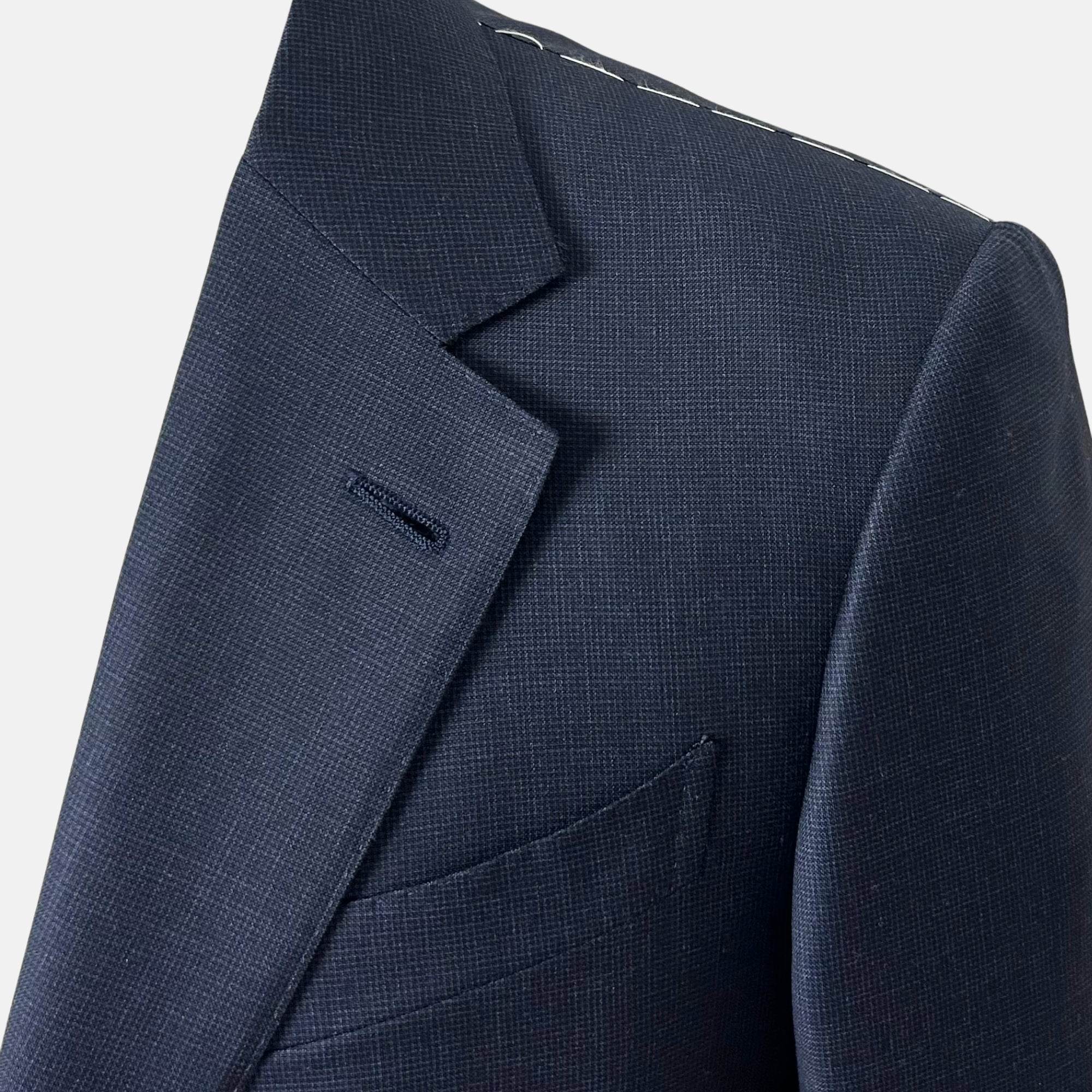 Navy Patterned  Suit made of Wool (EU 48)