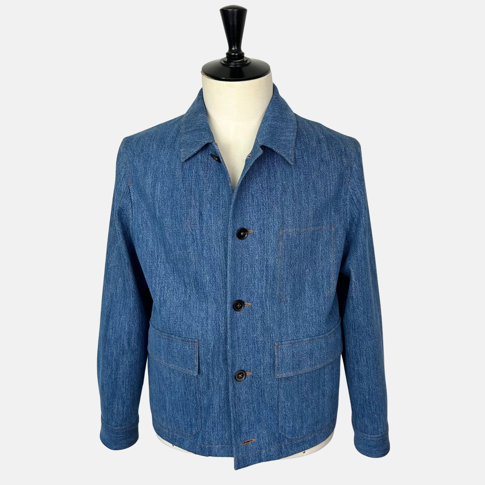 Blue Denim Jacket made of Cotton /Leather Details (EU 48)