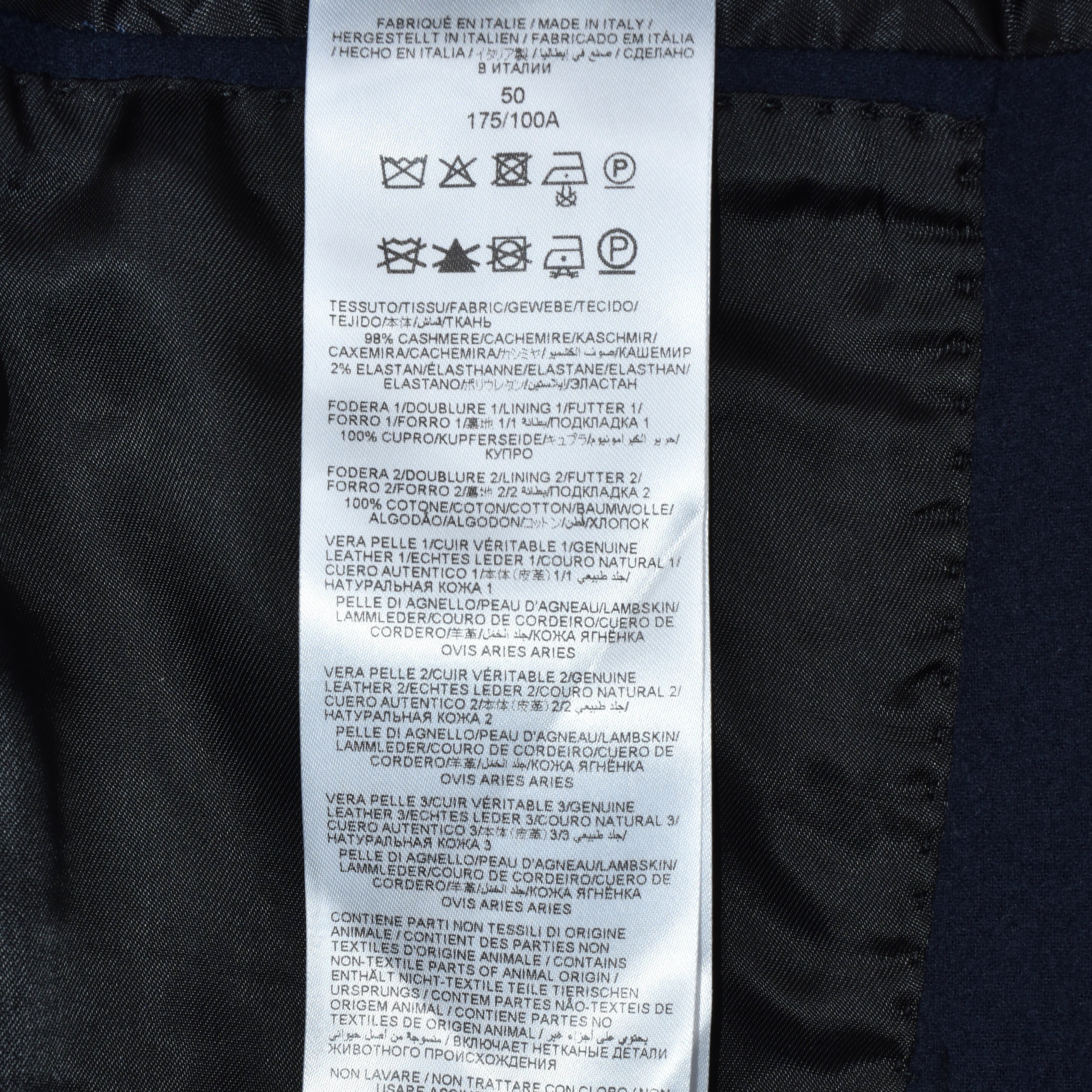 Navy Cashmere Blazer with Leather Applications (EU 50)
