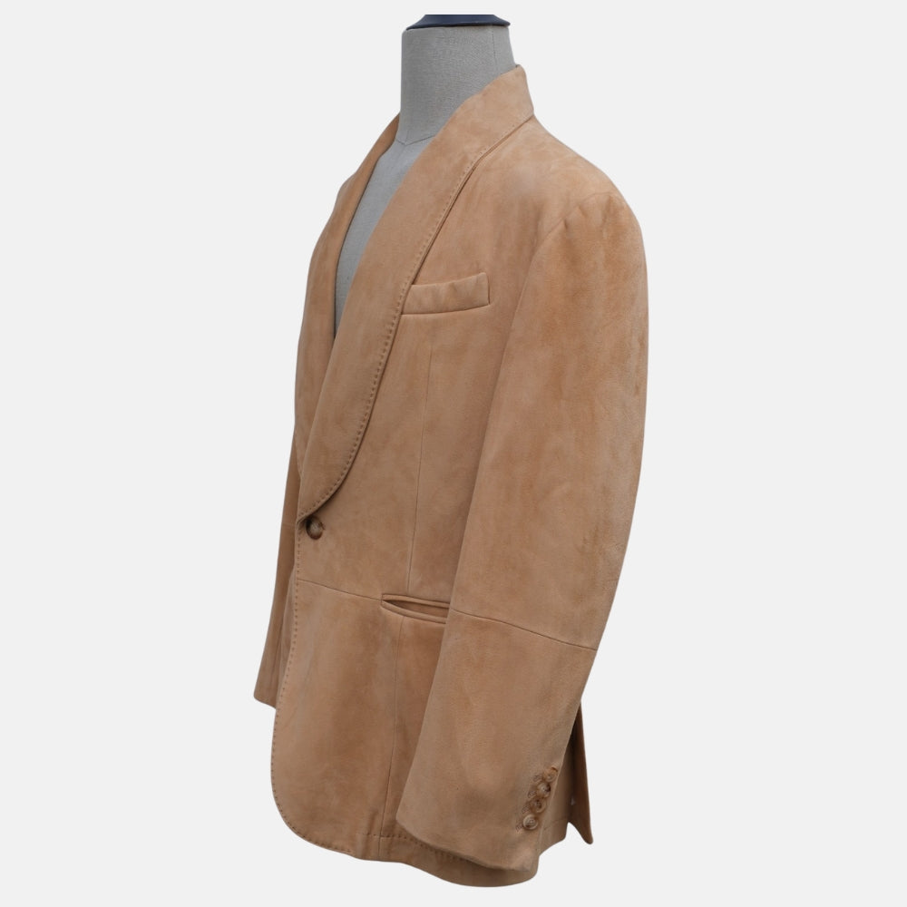 Beige Suede Shawl Collar Blazer (M)