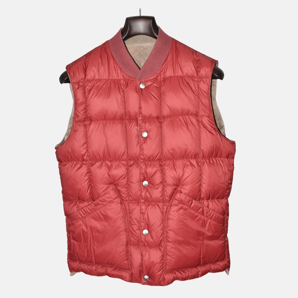 Brown/Red Reversible Down Suede Vest (L)