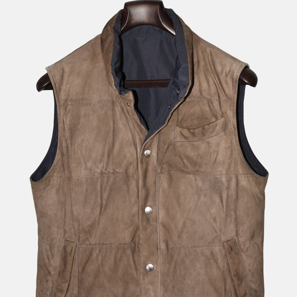 Brown Reversible Suede Down Vest (M)
