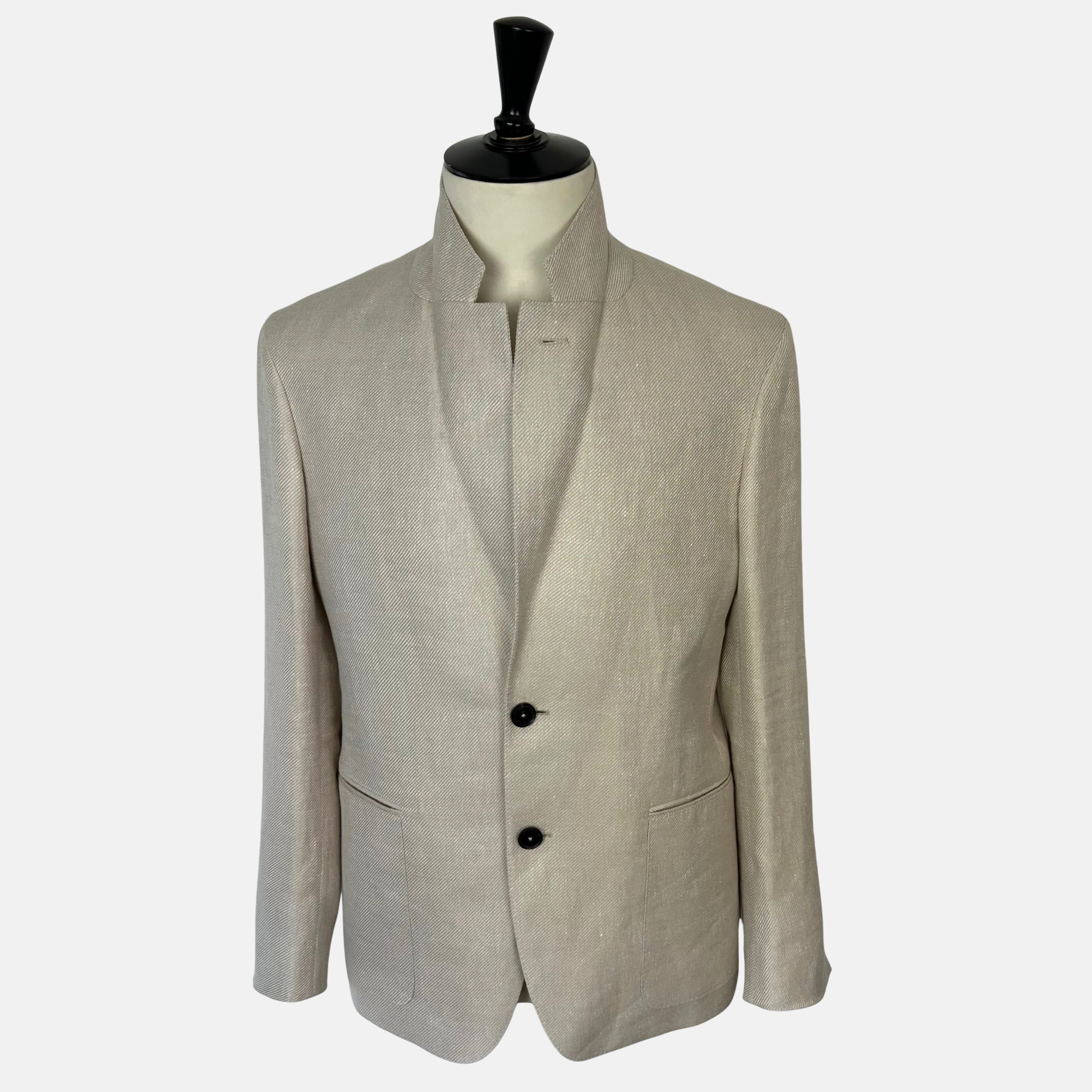 Ecru Patterned Blazer made of Linen/Wool/Silk (EU 48)