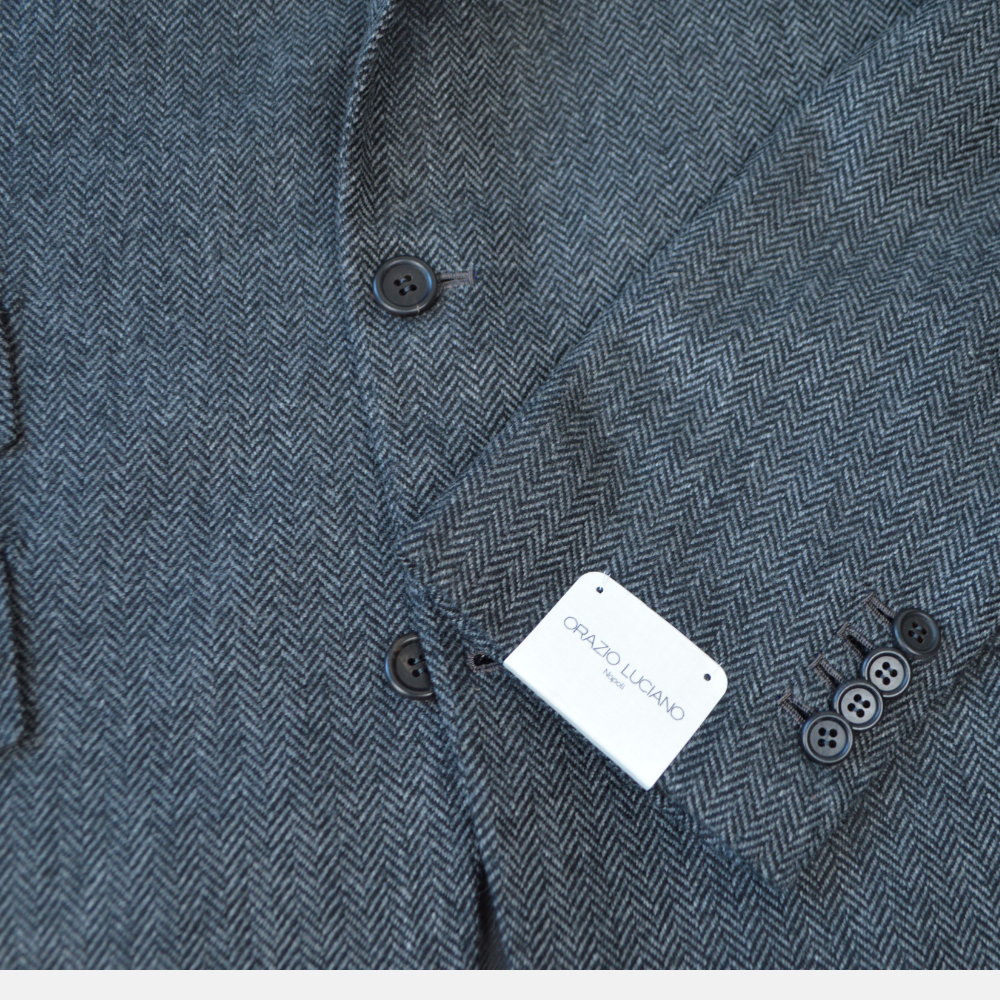 Charcoal Herringbone Blazer made of Cashmere (EU 50L)