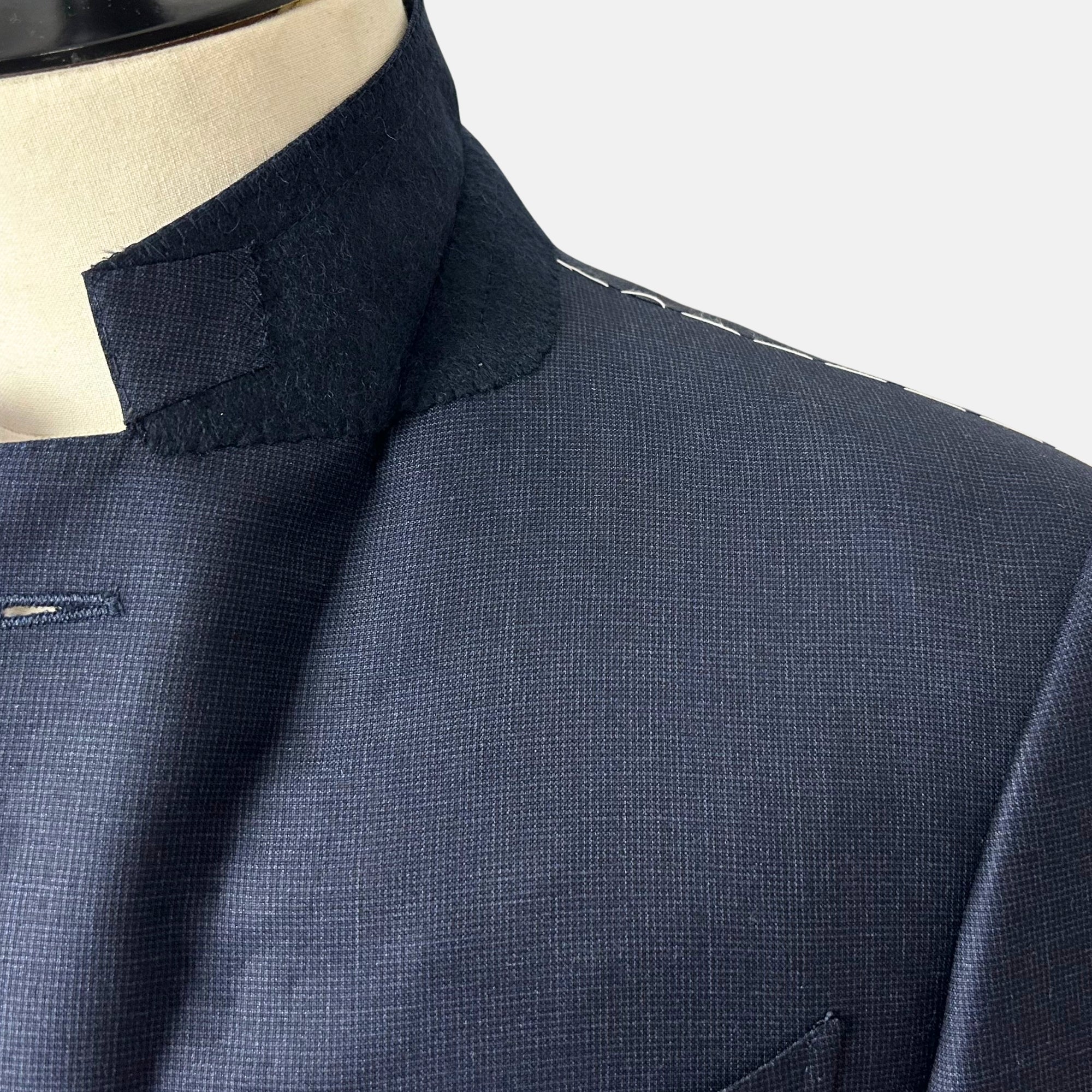 Navy Patterned  Suit made of Wool (EU 48)