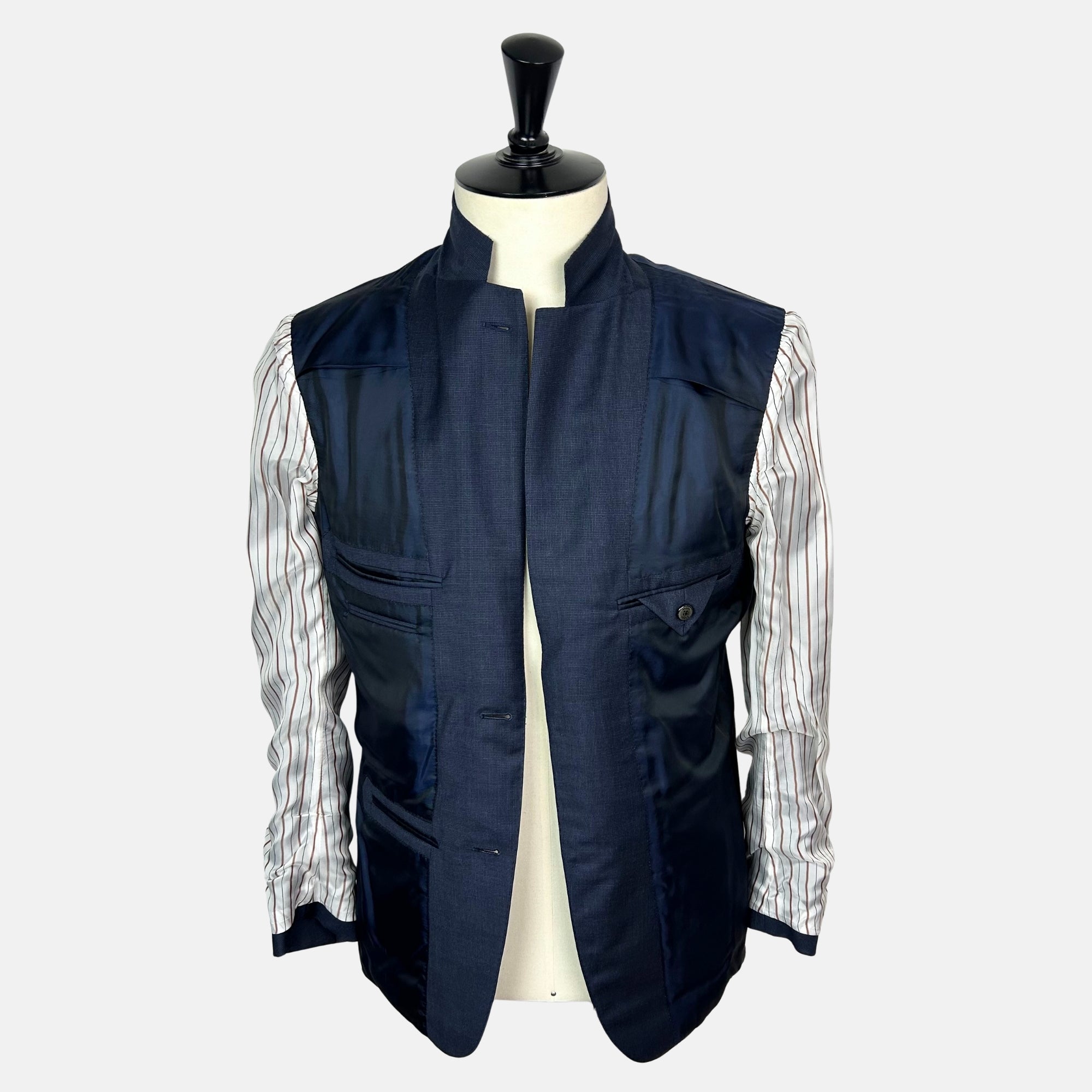 Navy Patterned  Suit made of Wool (EU 48)