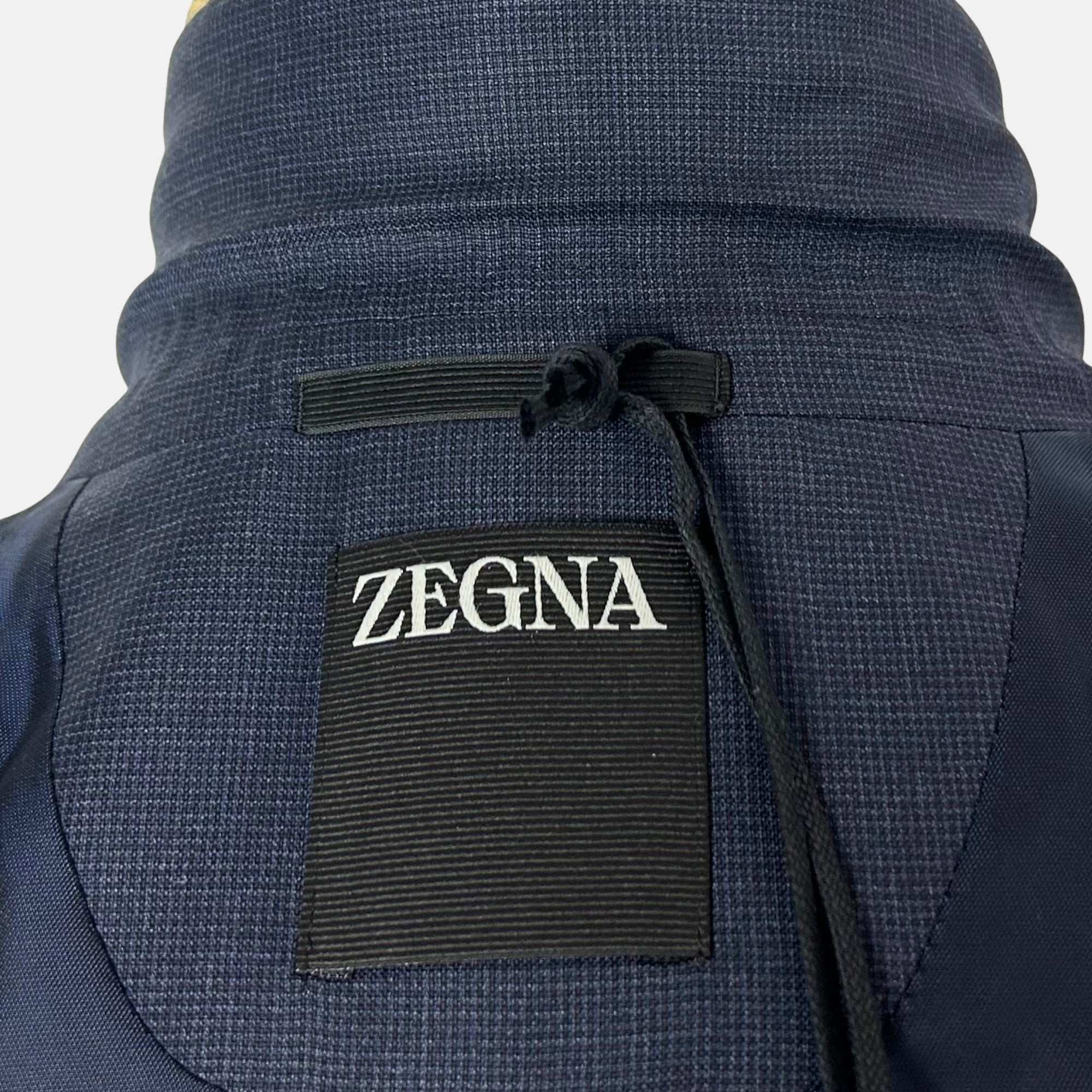 Navy Patterned  Suit made of Wool (EU 48)