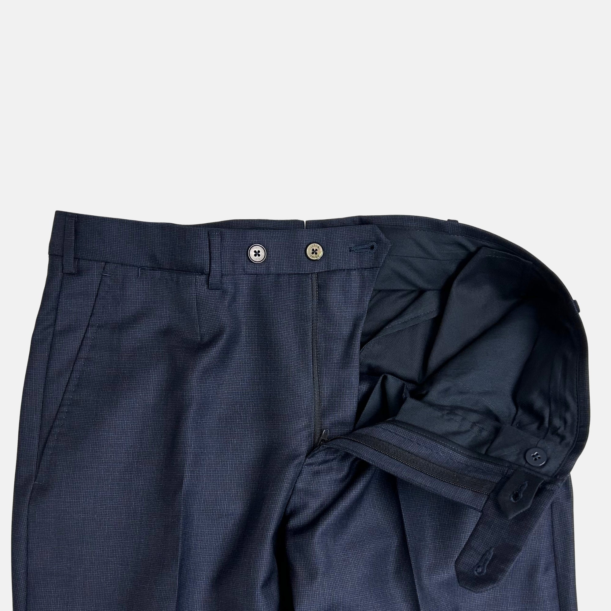 Navy Patterned  Suit made of Wool (EU 48)