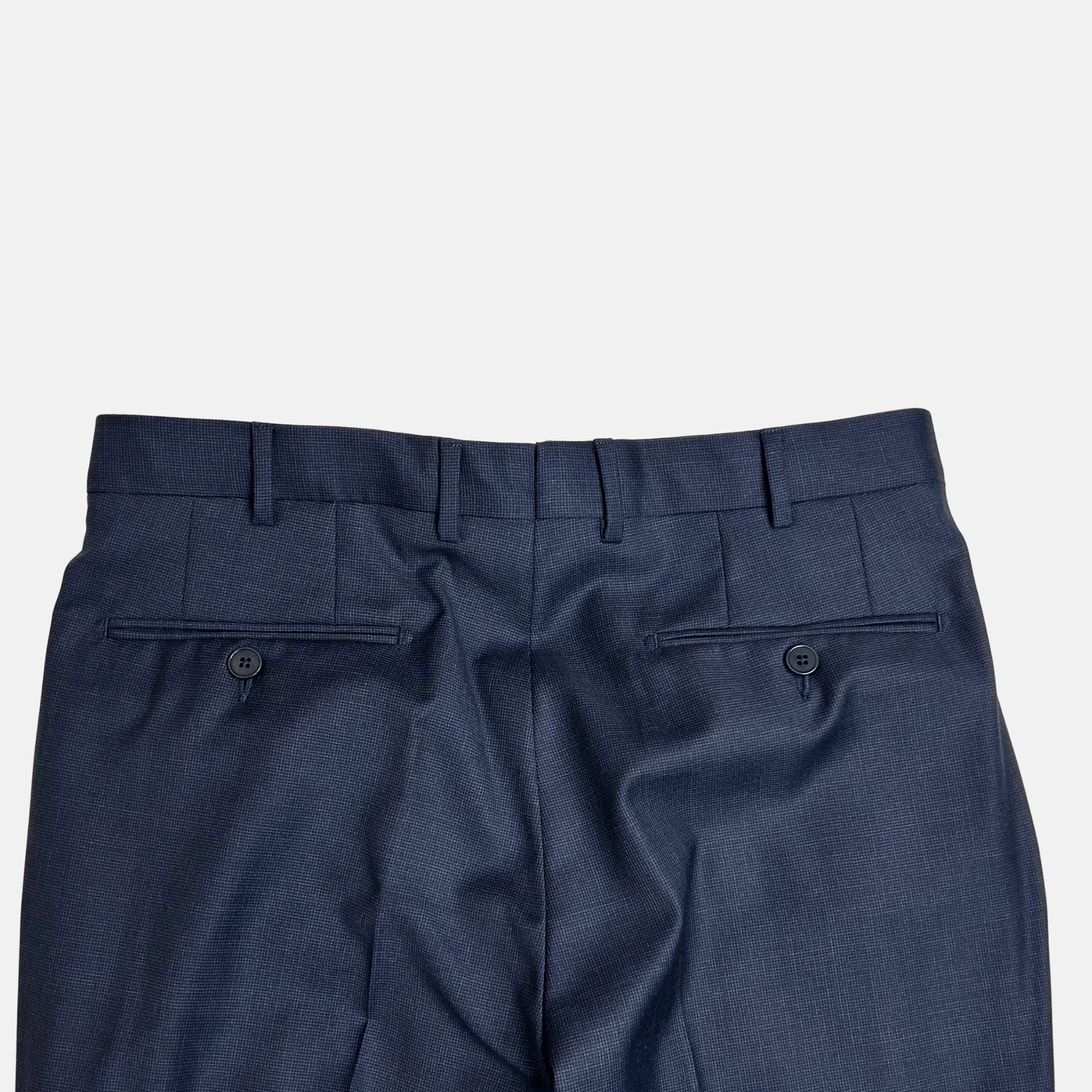 Navy Patterned  Suit made of Wool (EU 48)