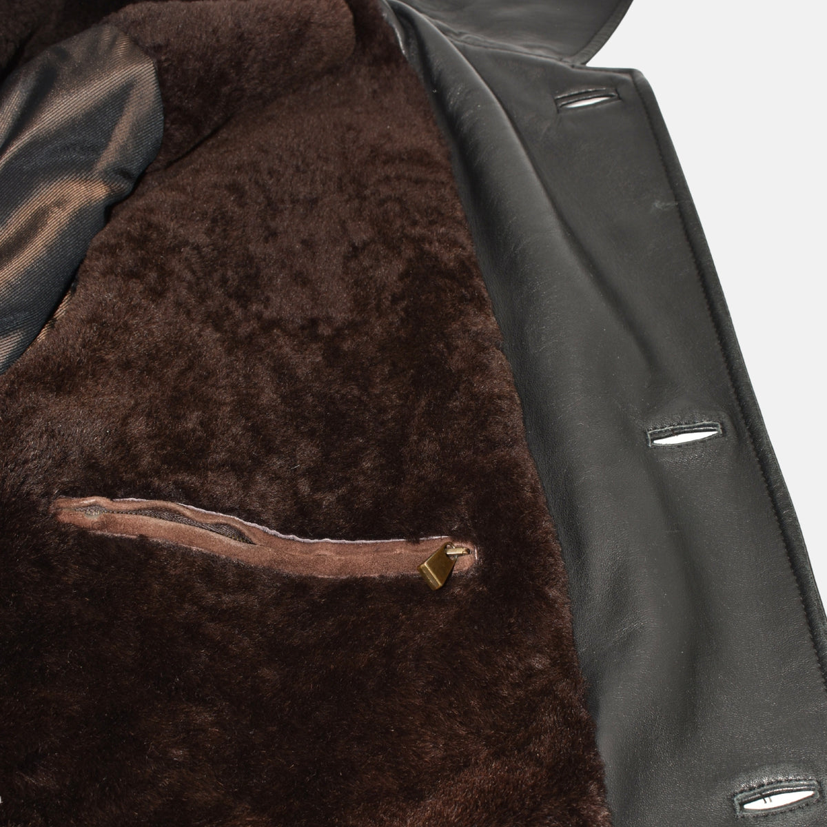 Black Tech Coat with Shearling Lining (XL)
