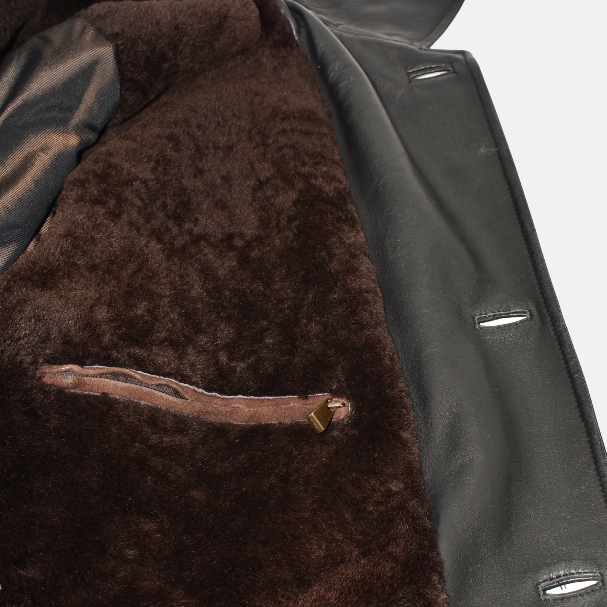 Black Tech Coat with Shearling Lining (XL)