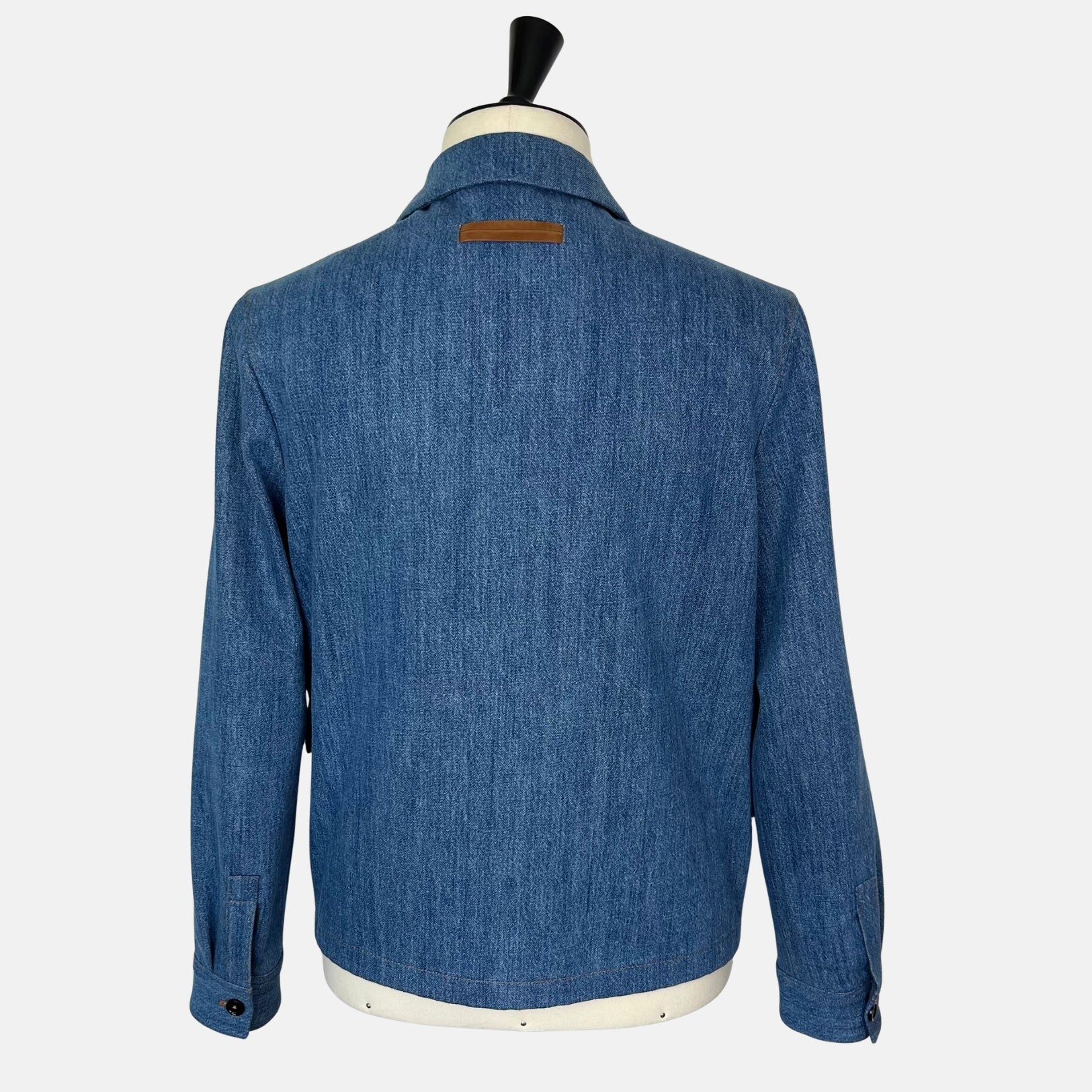 Blue Denim Jacket made of Cotton /Leather Details (EU 48)