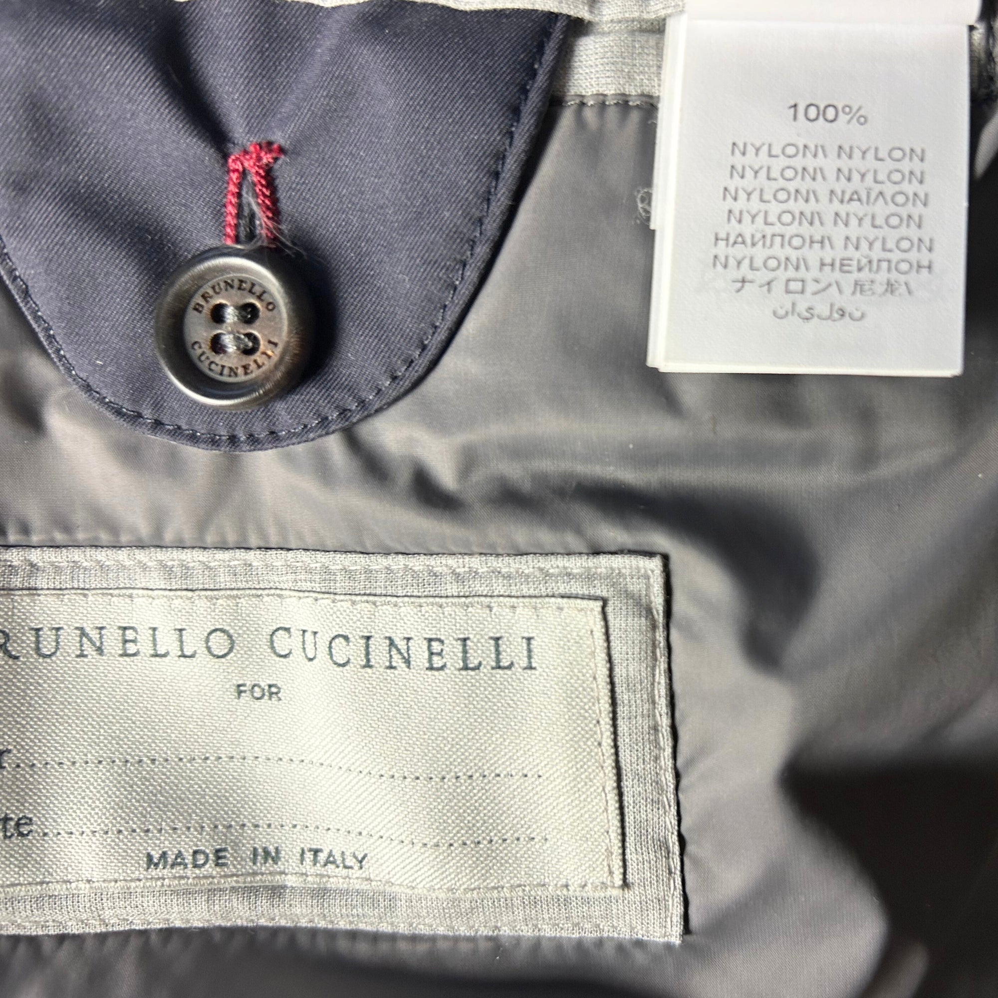 Navy/Gray Hooded Down Jacket made of Nylon/Cashmere (M)