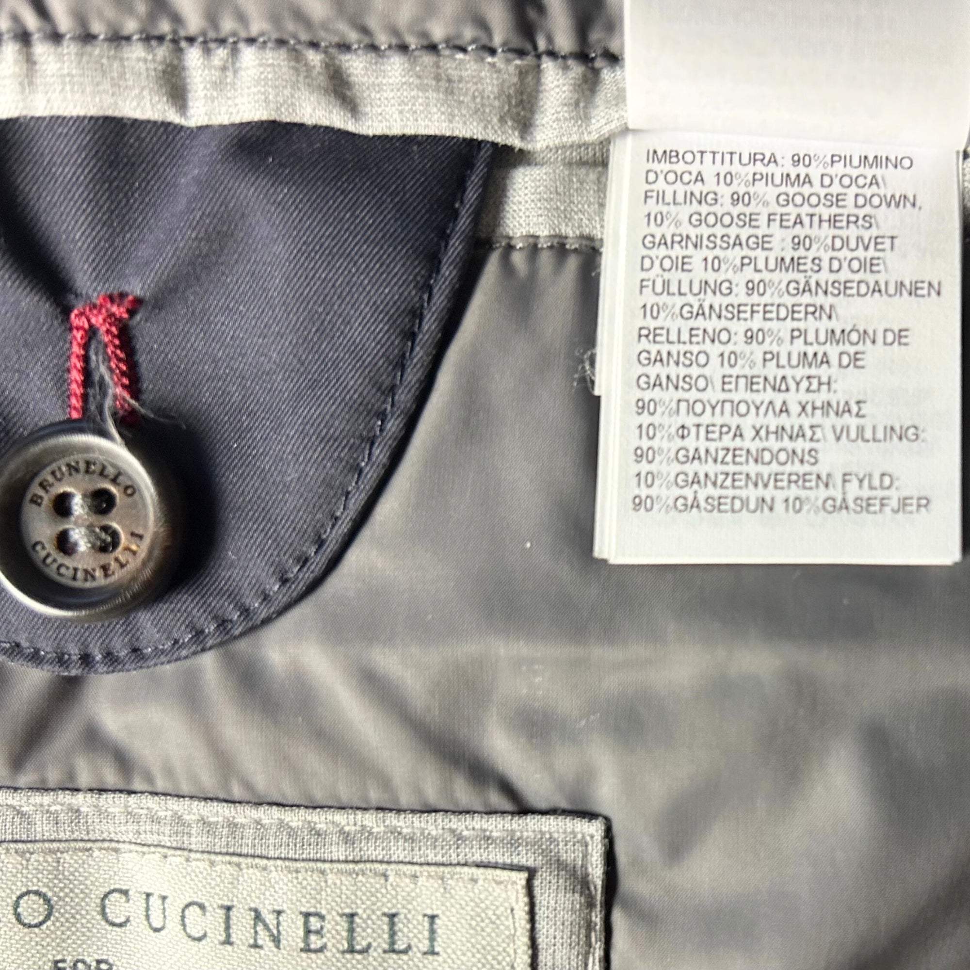 Navy/Gray Hooded Down Jacket made of Nylon/Cashmere (M)