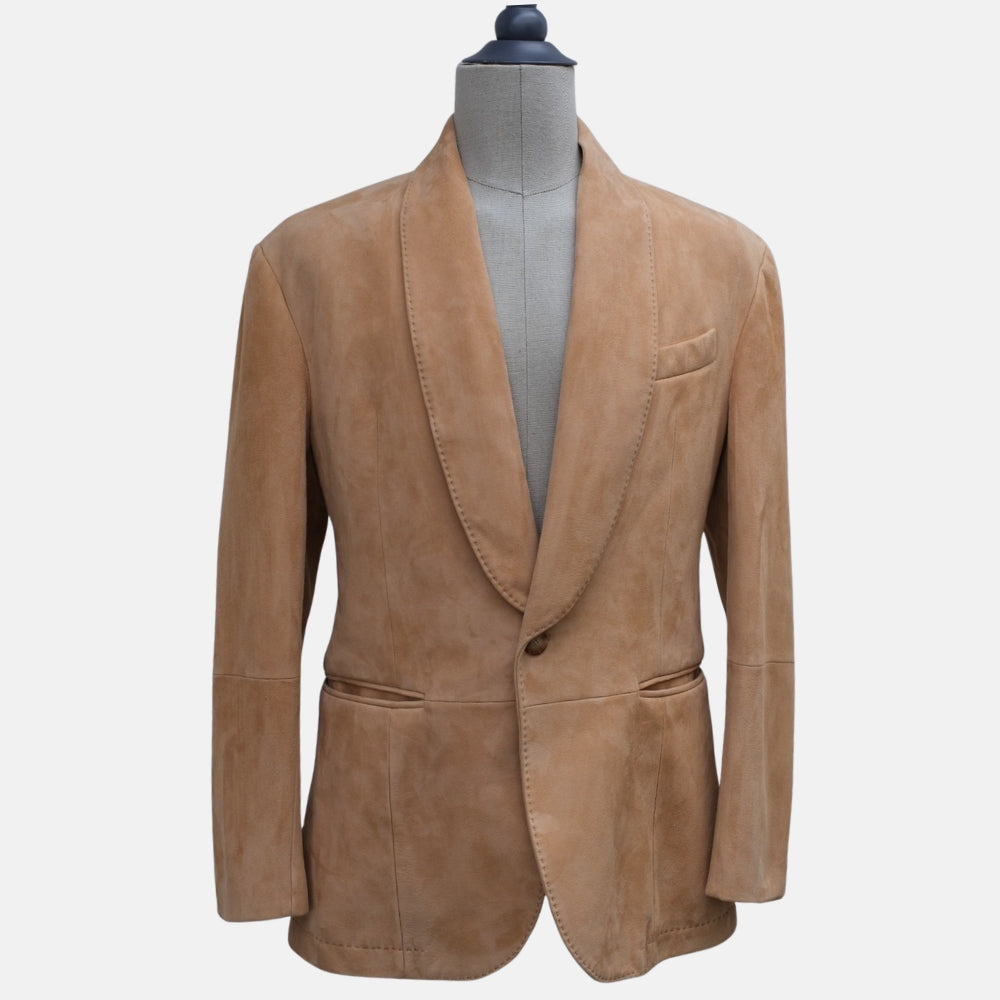 Beige Suede Shawl Collar Blazer (M)