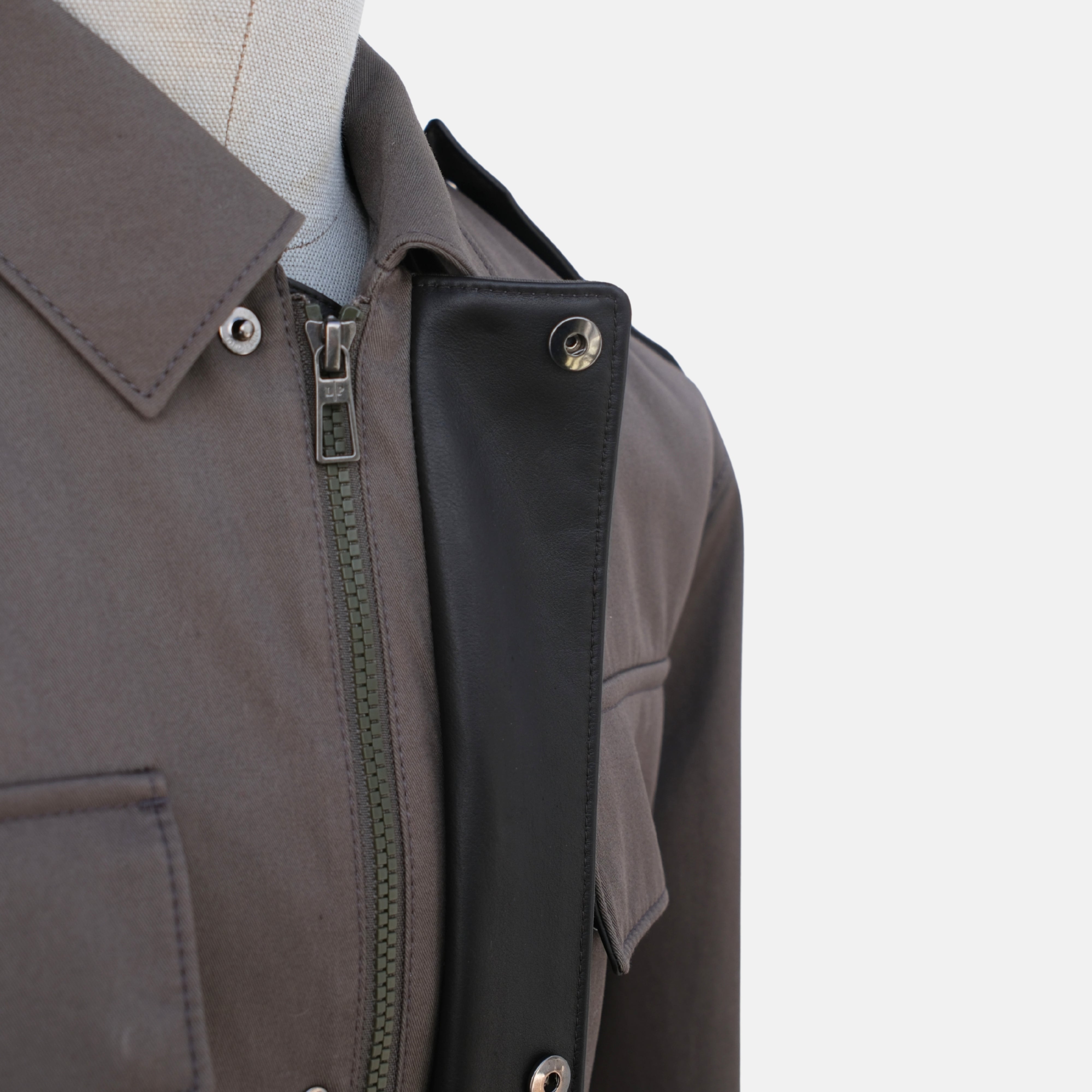 Brown Storm System Jacket made of Cotton/Polyamide with Leather Details (XS)