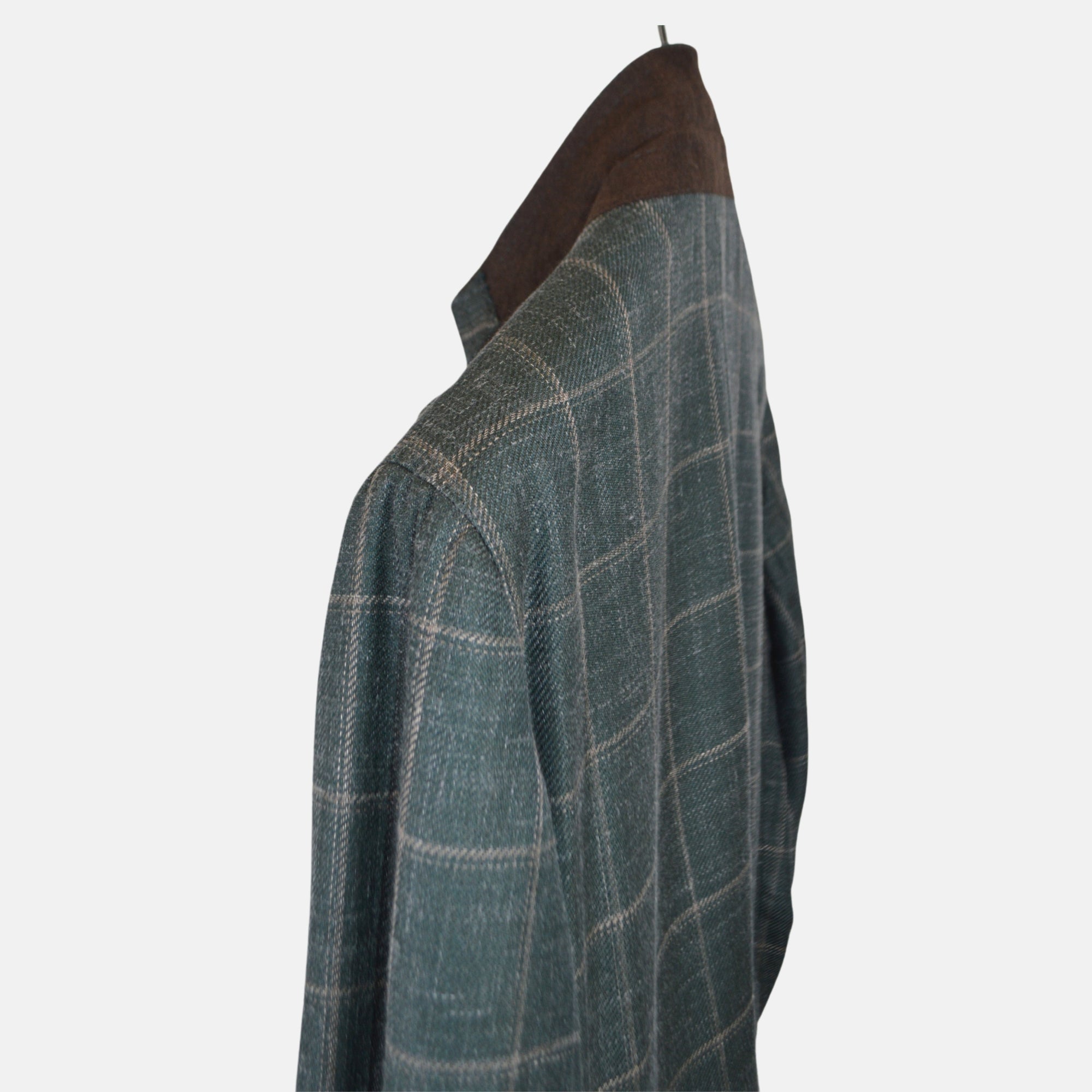 Dark Green Checked Blazer made of Wool/Silk/Linen (54)