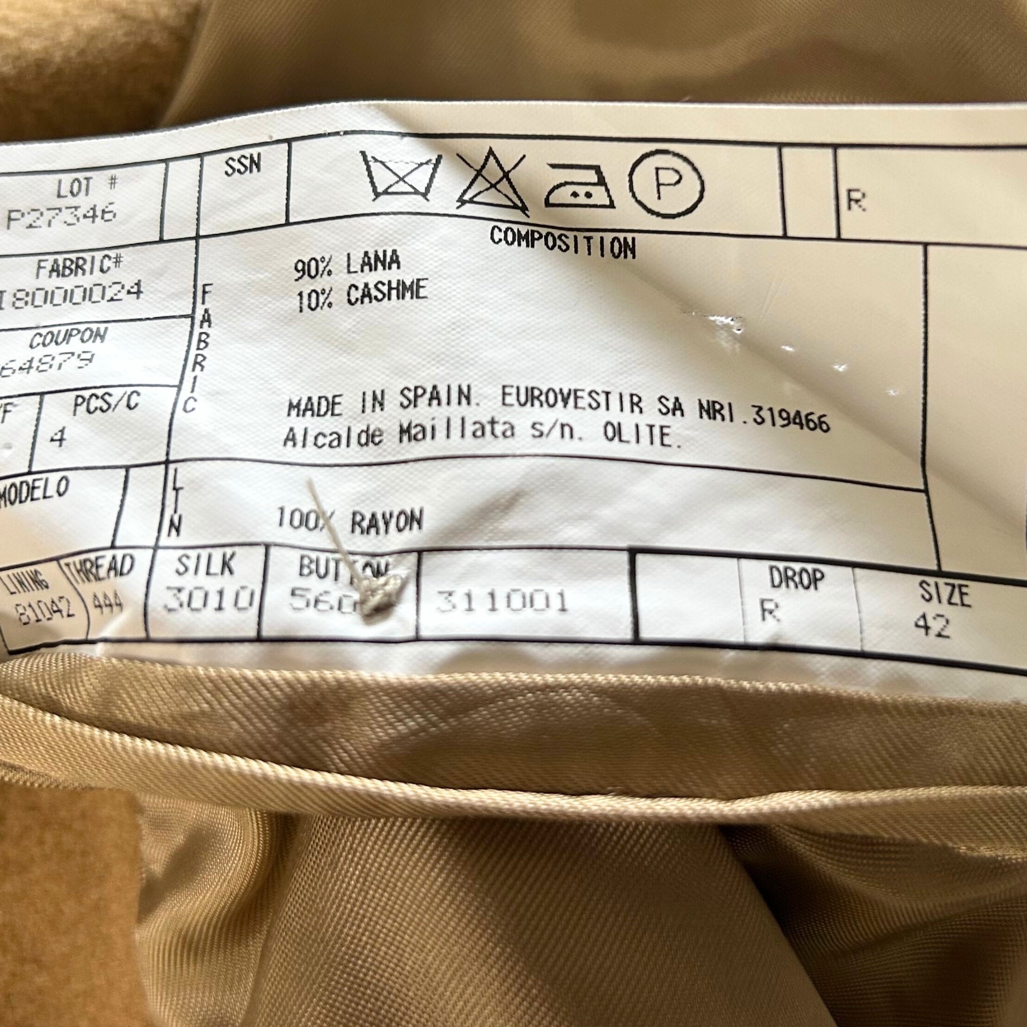 Camel Coat made of Wool/Cashmere (EU 52)