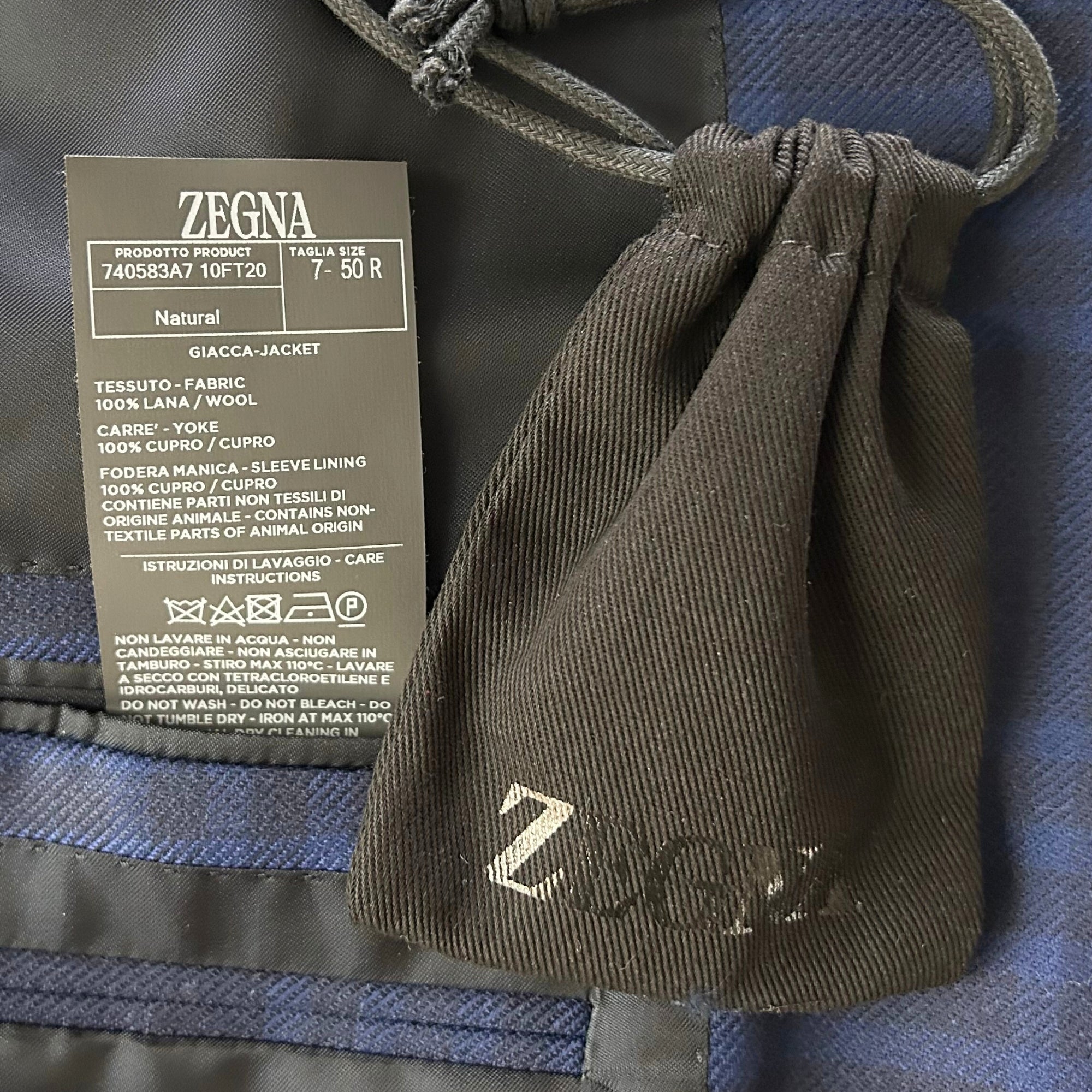 Navy Patterned Blazer made of Wool (EU 50)