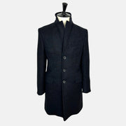 Navy Patterned Coat made of Wool/Acrylic/Polyester/Nylon (EU 48)