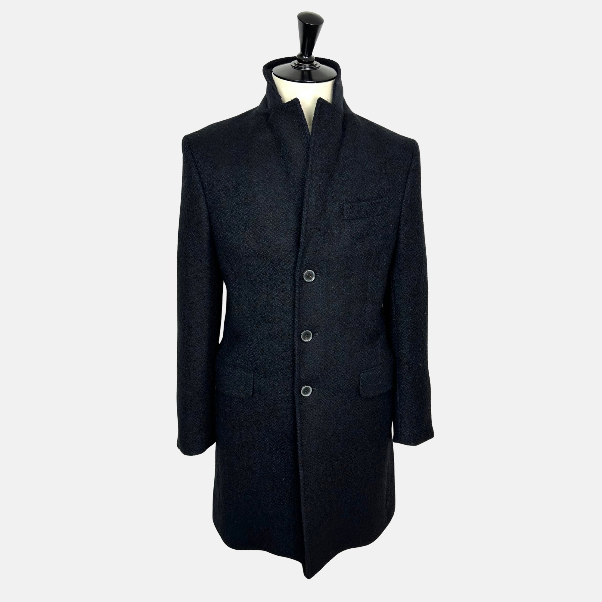 Navy Patterned Coat made of Wool/Acrylic/Polyester/Nylon (EU 48)