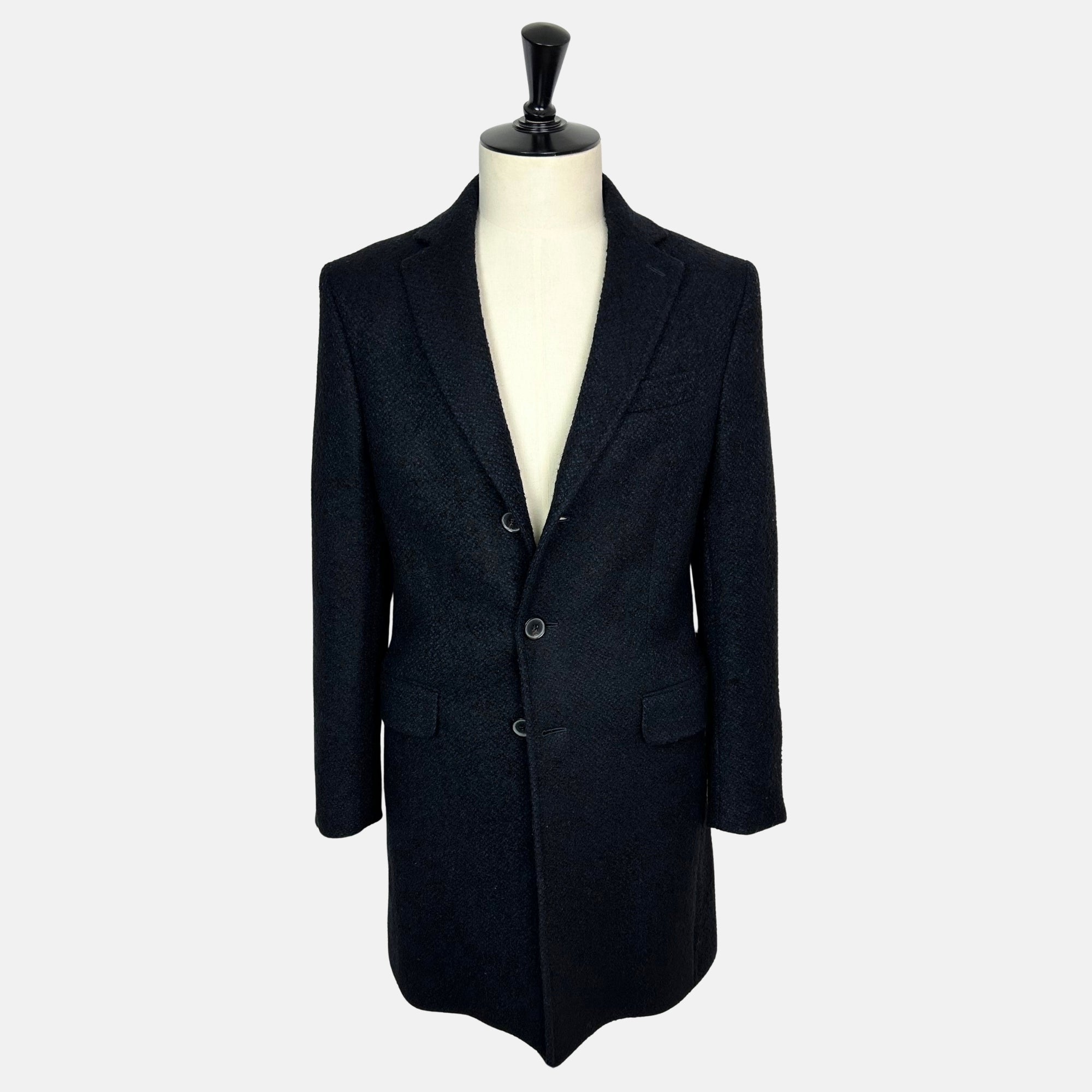 Navy Patterned Coat made of Wool/Acrylic/Polyester/Nylon (EU 48)