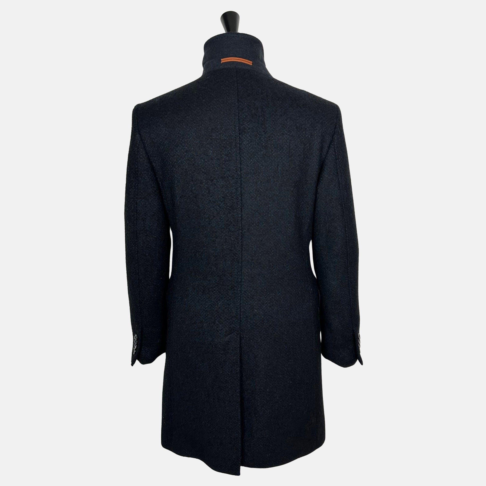 Navy Patterned Coat made of Wool/Acrylic/Polyester/Nylon (EU 48)