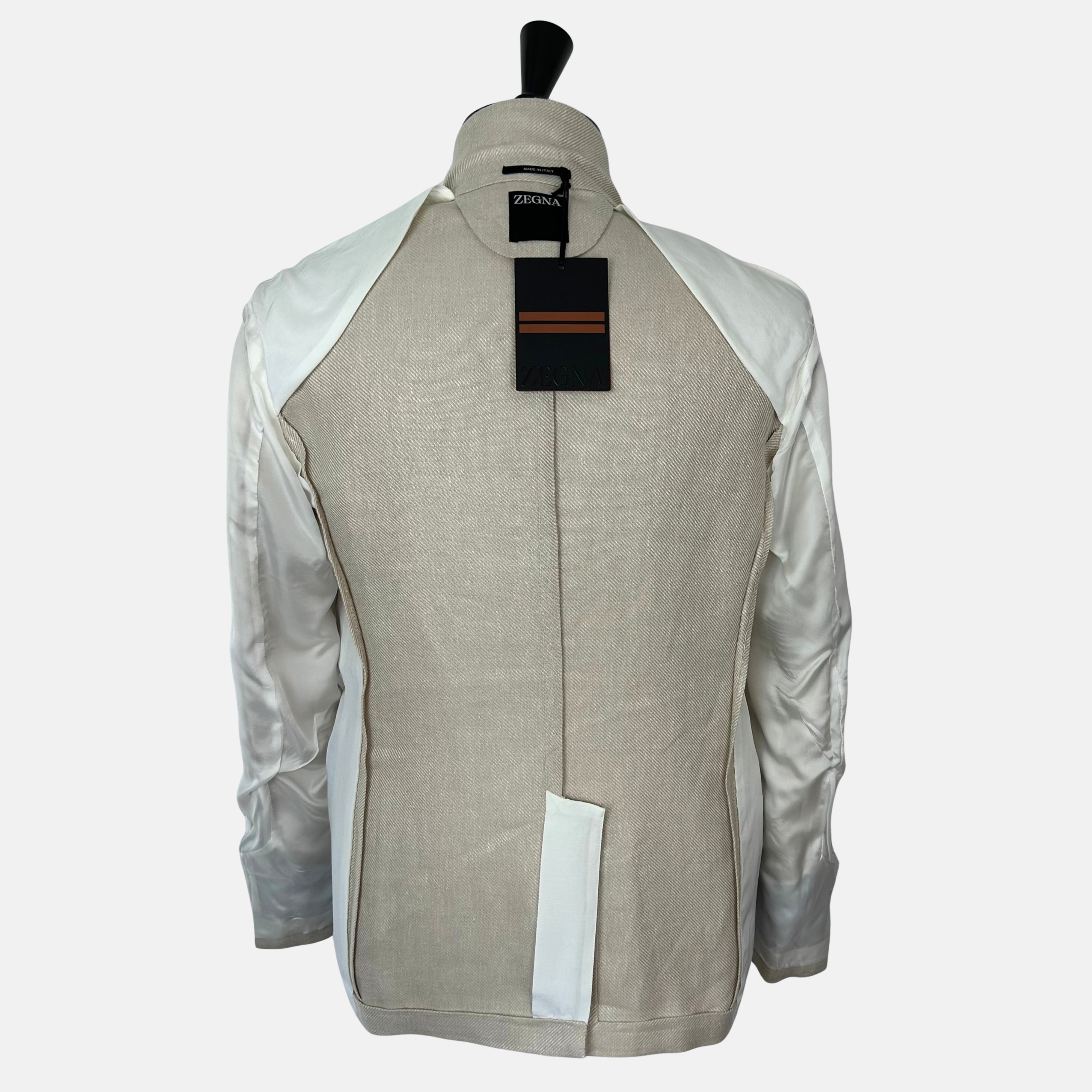 Ecru Patterned Blazer made of Linen/Wool/Silk (EU 48)