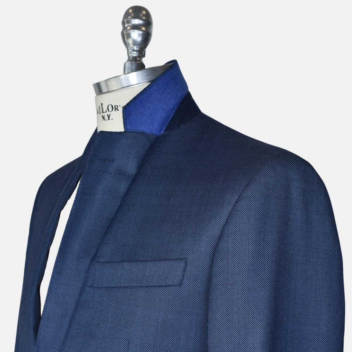 Blue Patterned Suit made of Wool (EU 48)