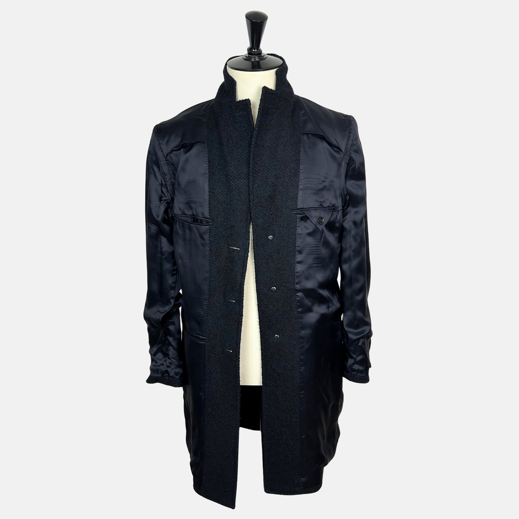 Navy Patterned Coat made of Wool/Acrylic/Polyester/Nylon (EU 48)