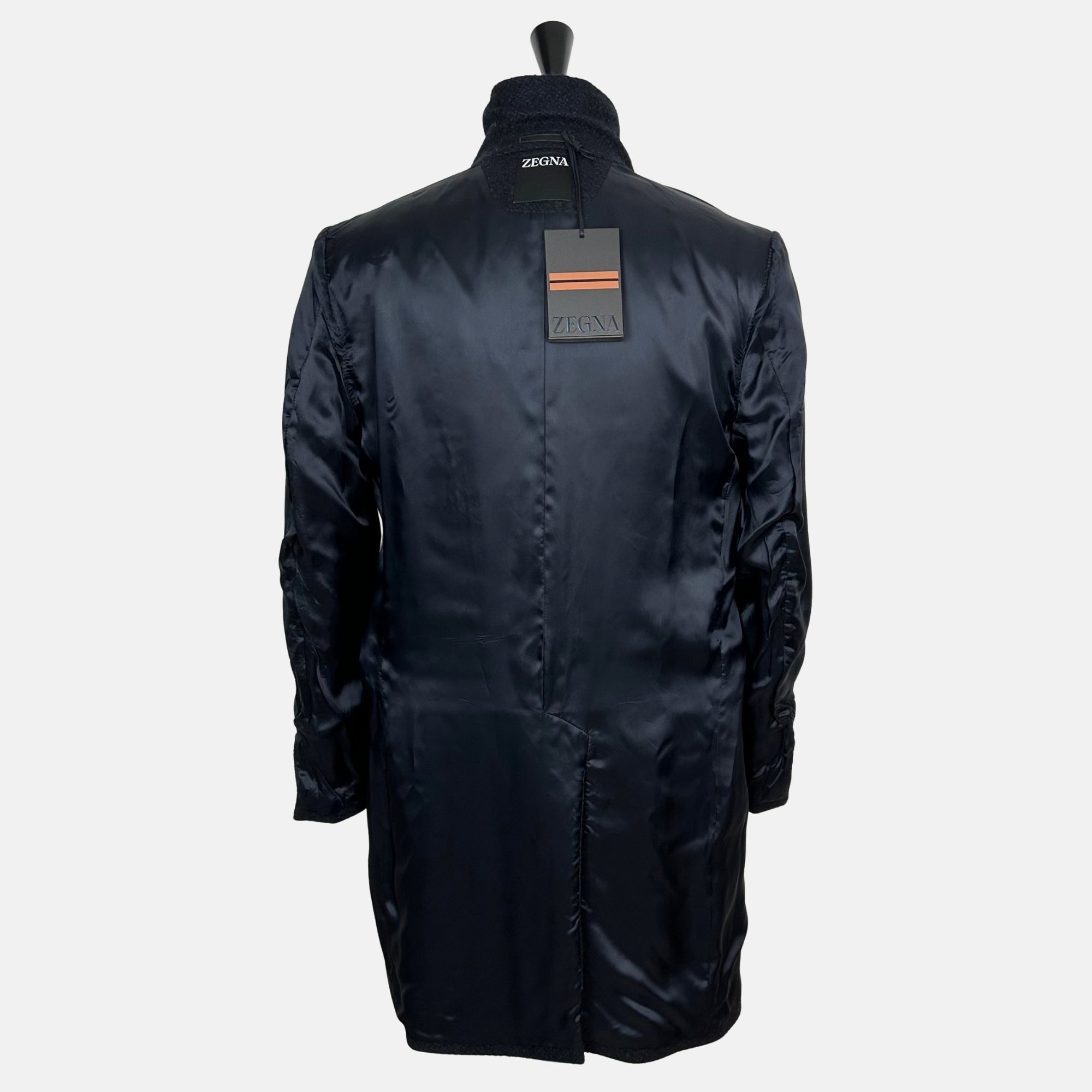 Navy Patterned Coat made of Wool/Acrylic/Polyester/Nylon (EU 48)