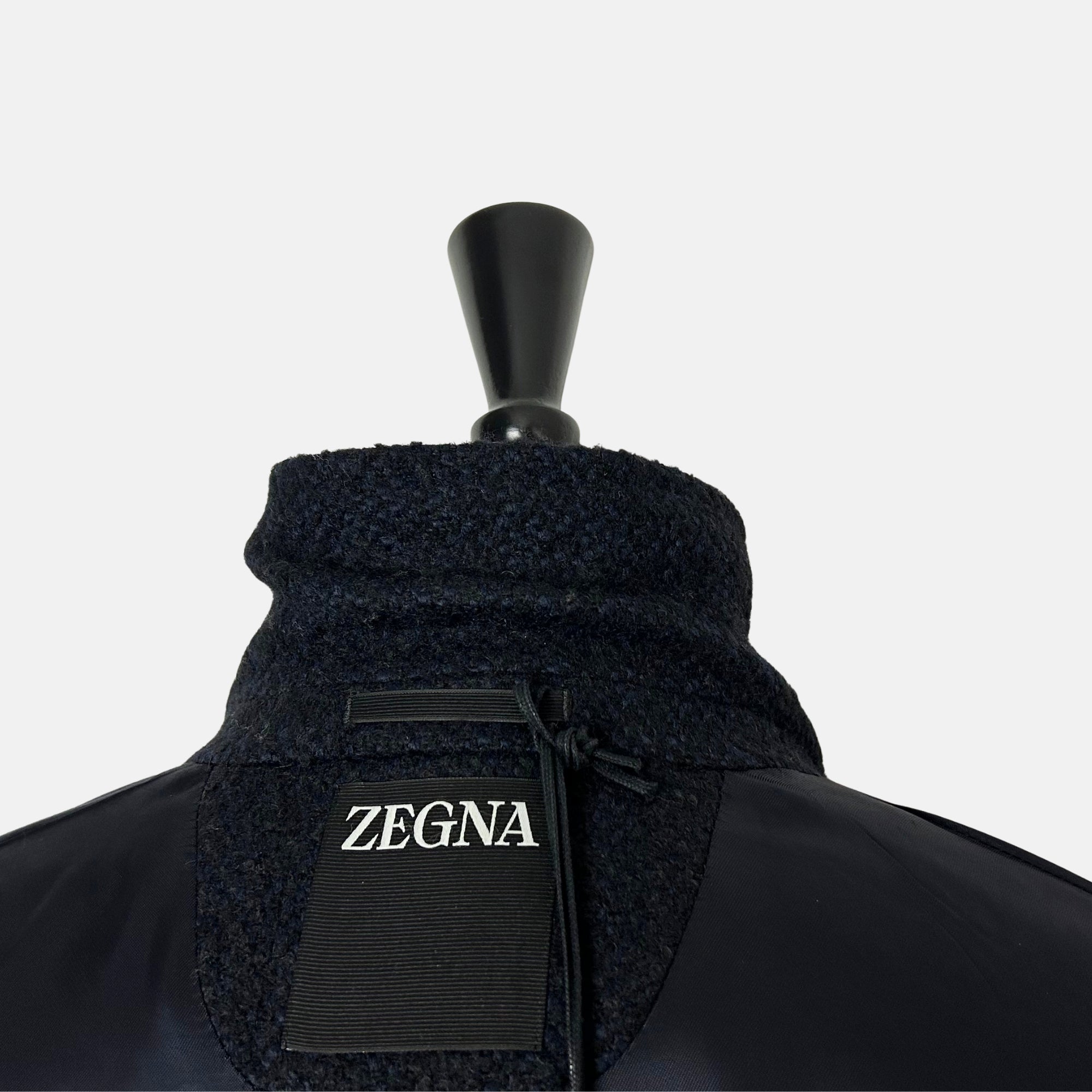 Navy Patterned Coat made of Wool/Acrylic/Polyester/Nylon (EU 48)