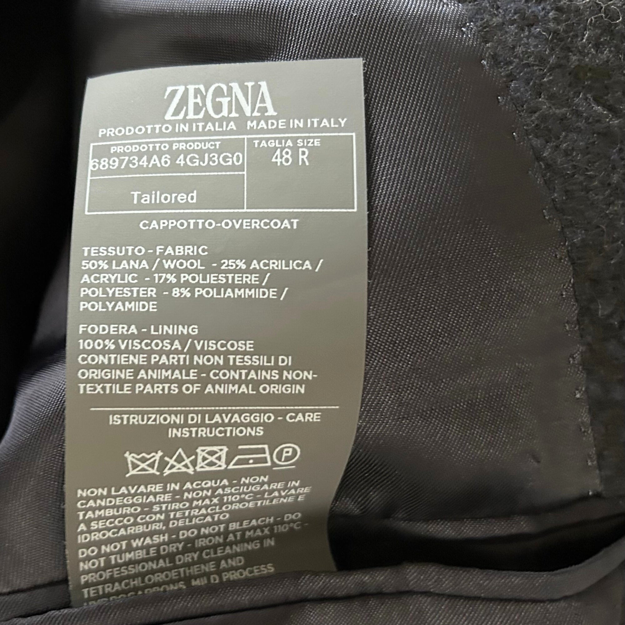 Navy Patterned Coat made of Wool/Acrylic/Polyester/Nylon (EU 48)