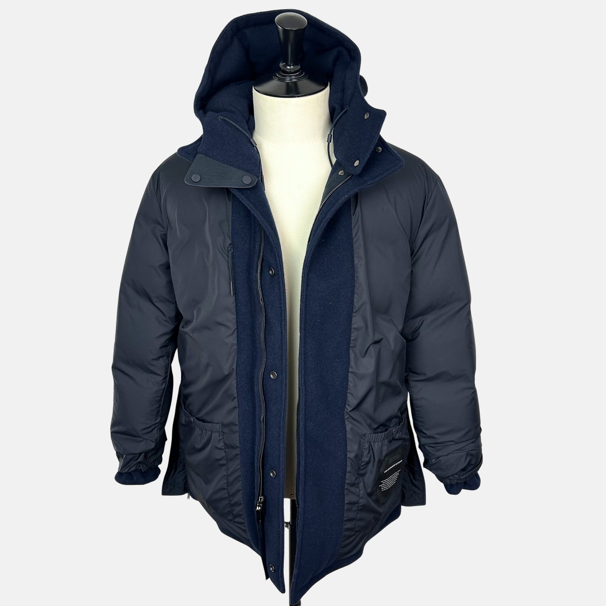 Navy Down Jacket made of Cashmere (EU 48, EU 50)