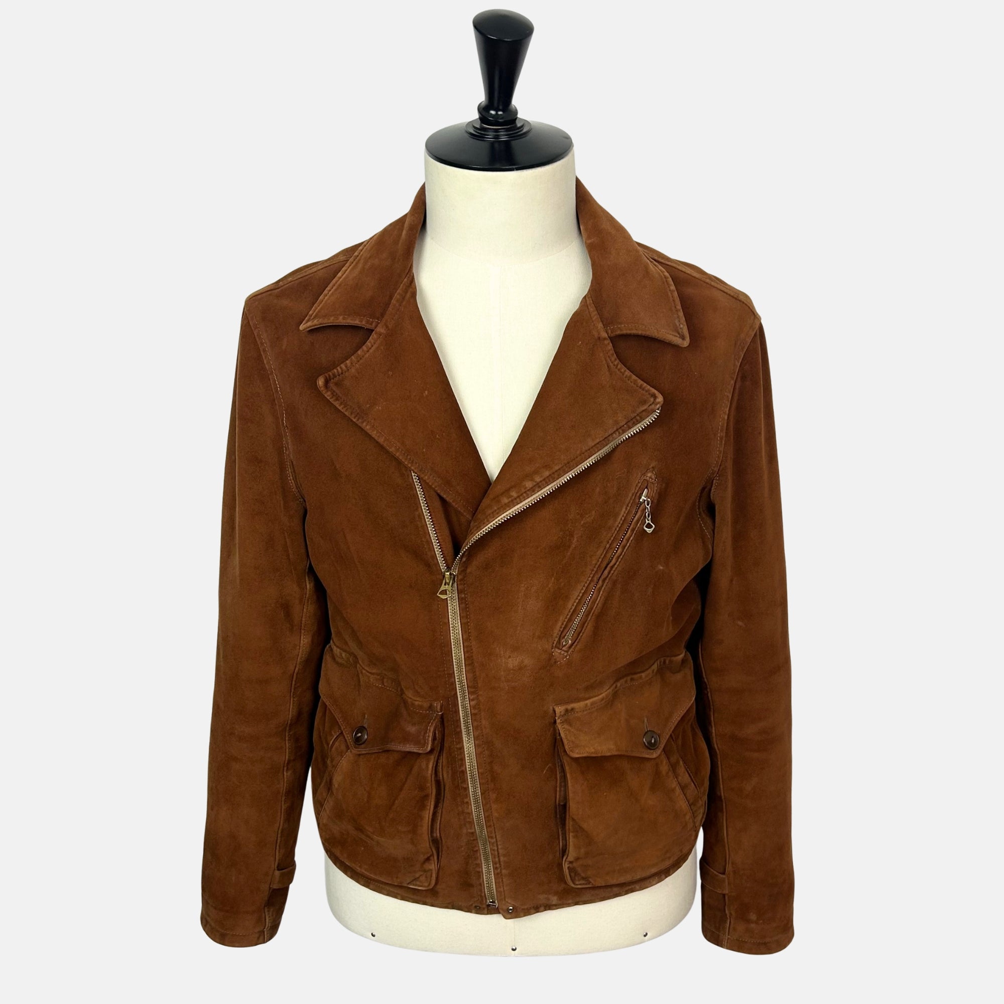 Brown Biker Jacket made of Suede (M)