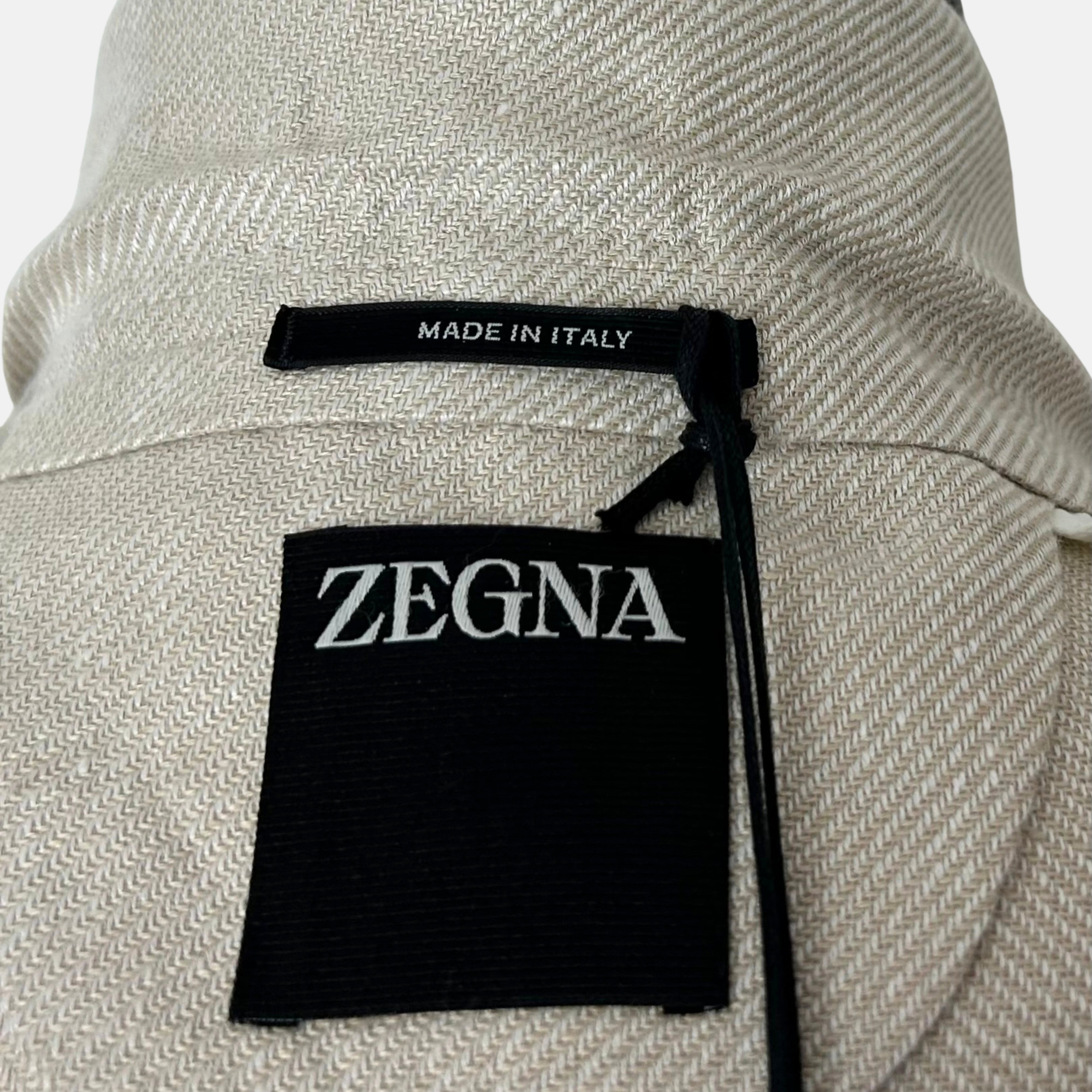Ecru Patterned Blazer made of Linen/Wool/Silk (EU 48)