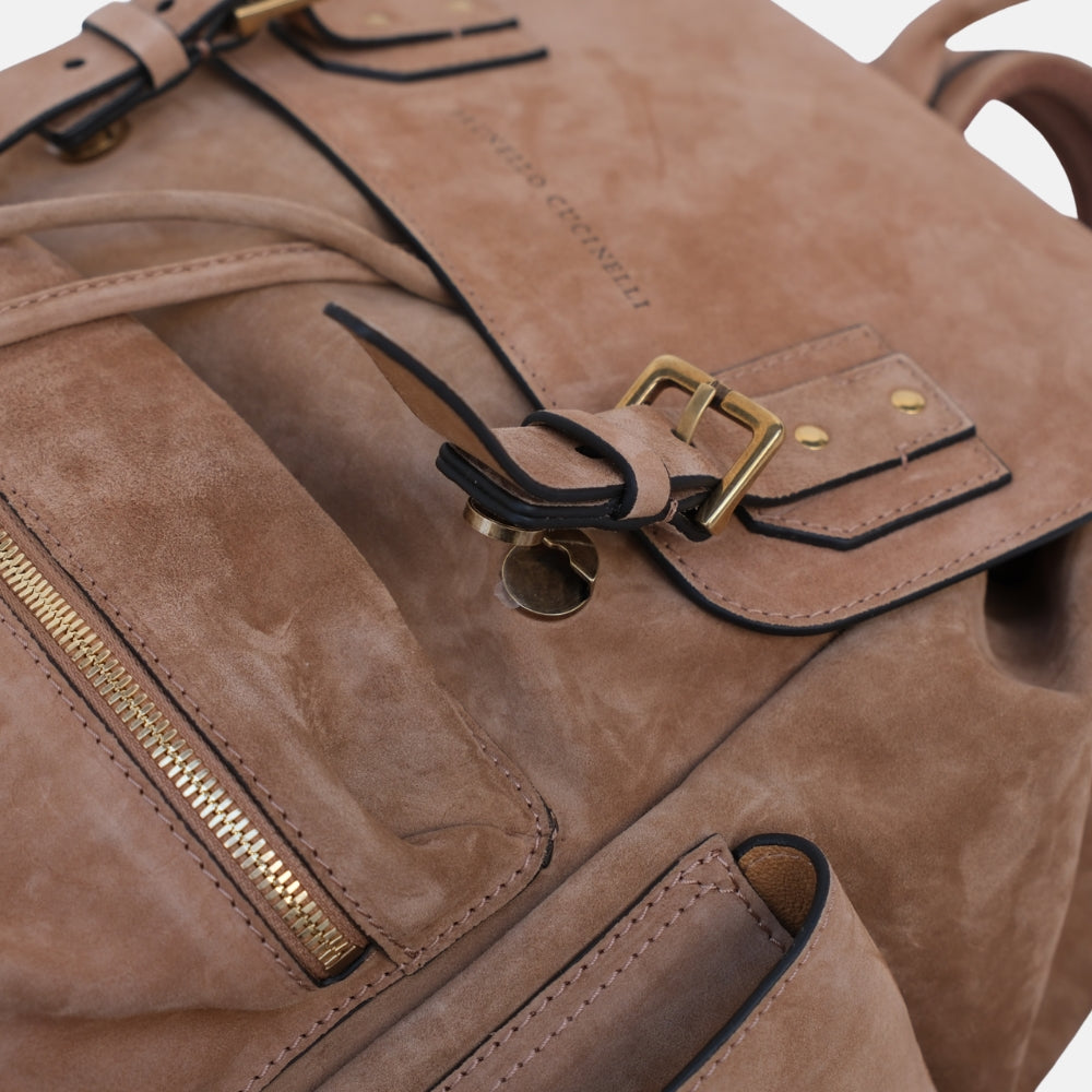 Brown Suede Backpack